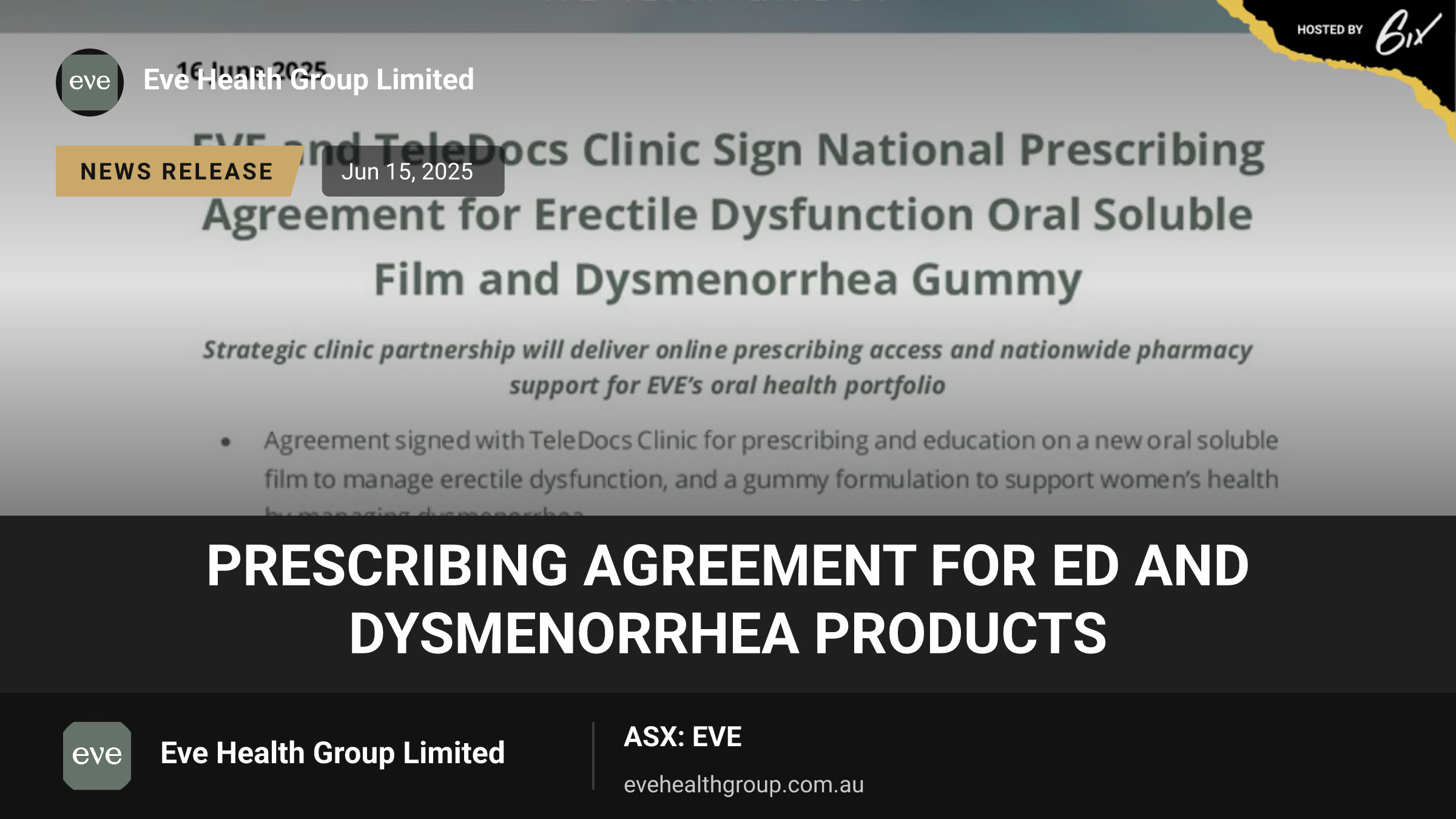 Prescribing Agreement for ED and Dysmenorrhea Products