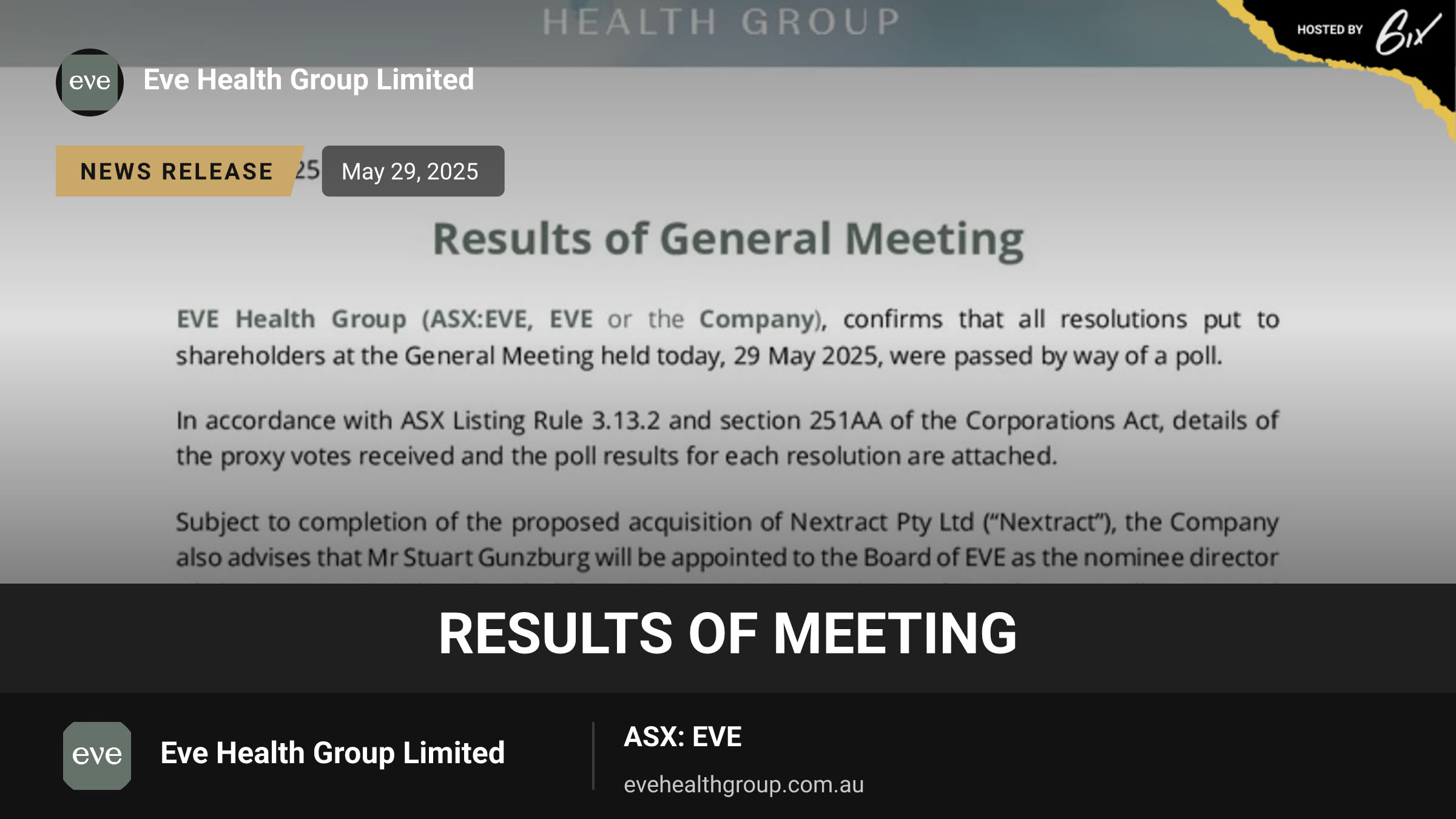 Results of Meeting