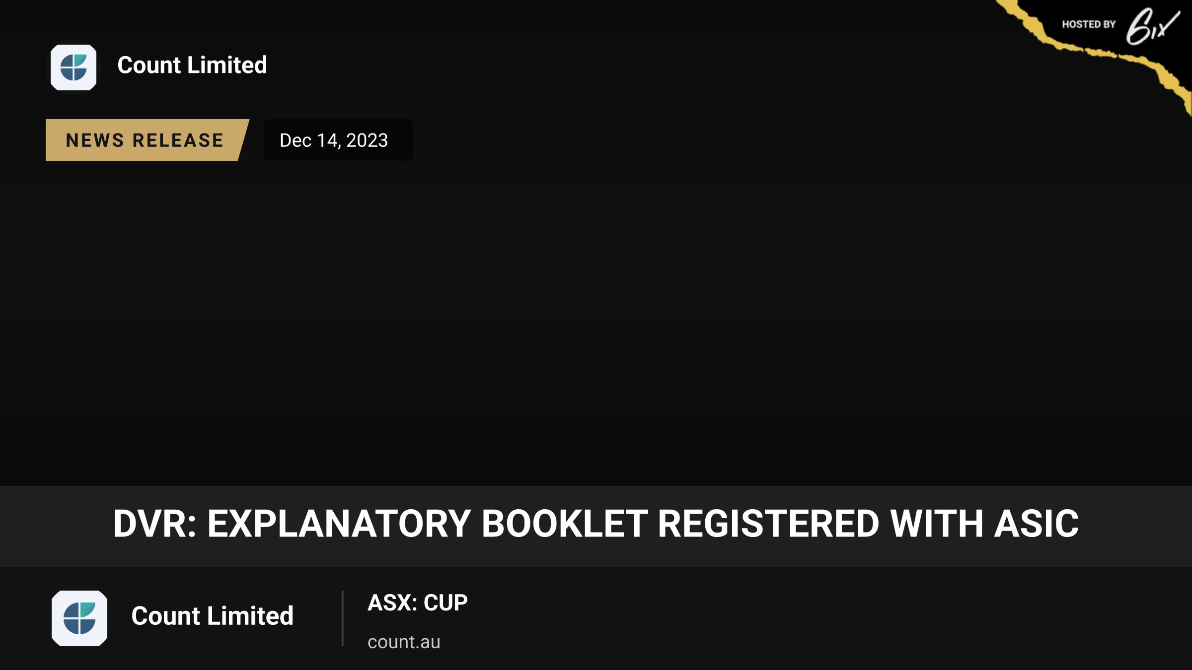 DVR: Explanatory Booklet registered with ASIC