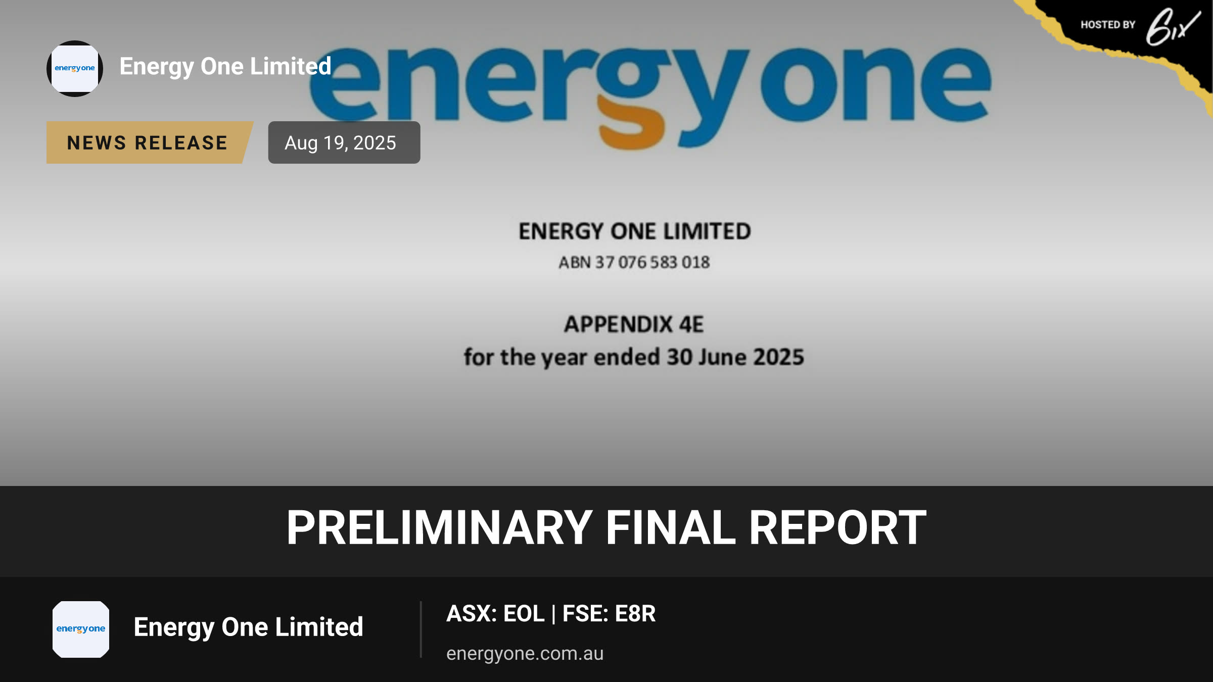 Preliminary Final Report
