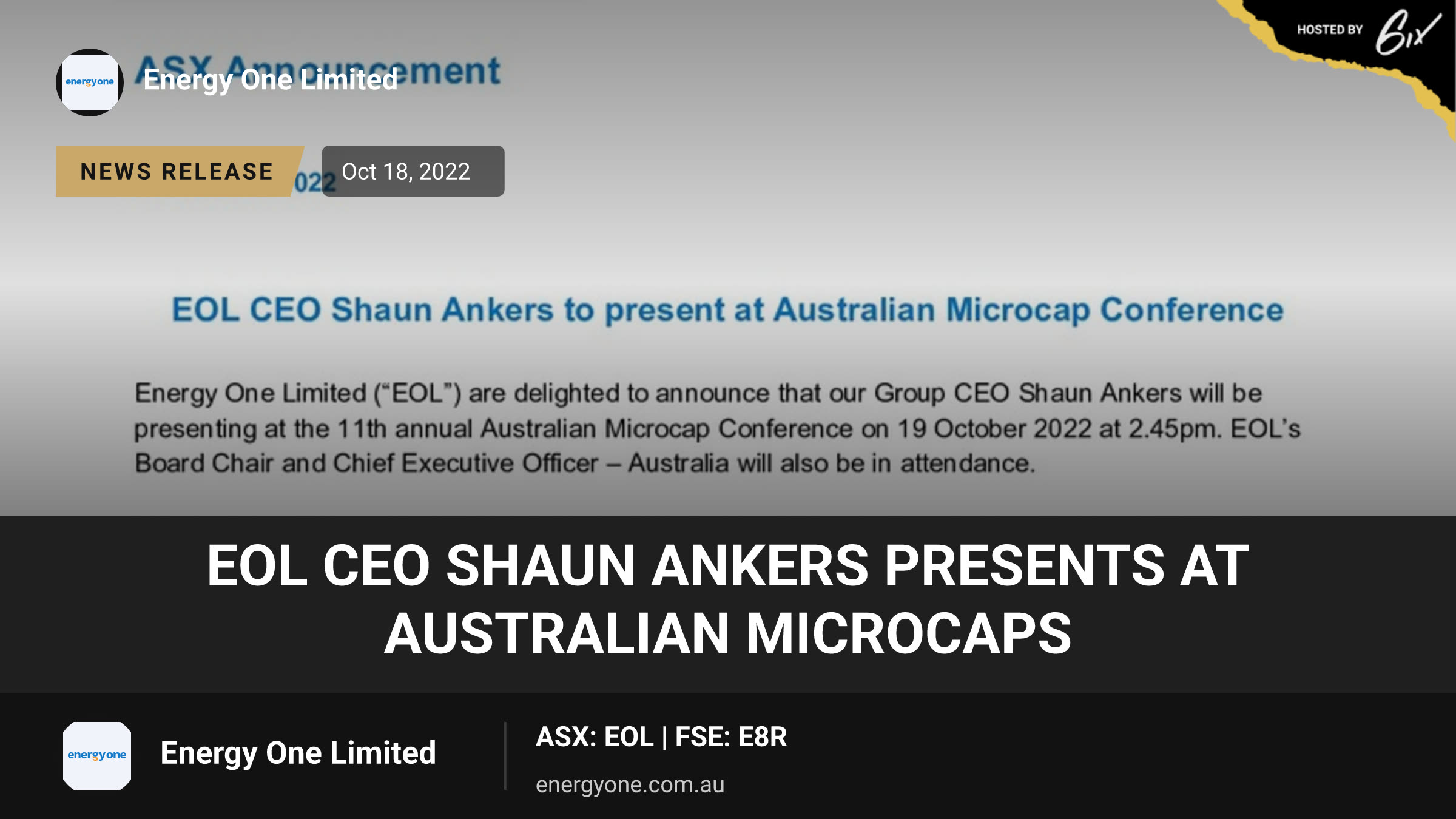 EOL CEO Shaun Ankers presents at Australian Microcaps