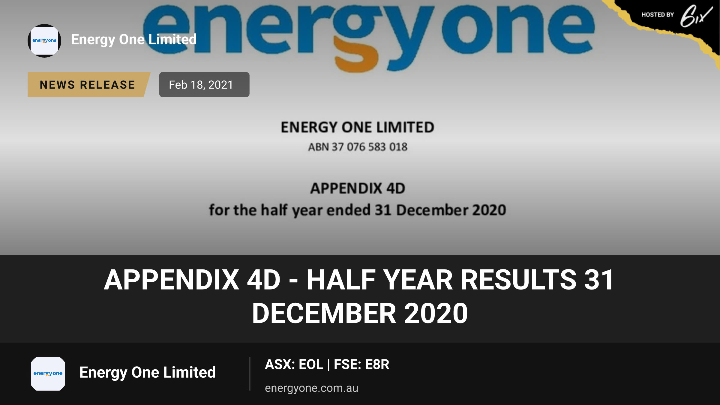 Appendix 4D - Half Year Results 31 December 2020