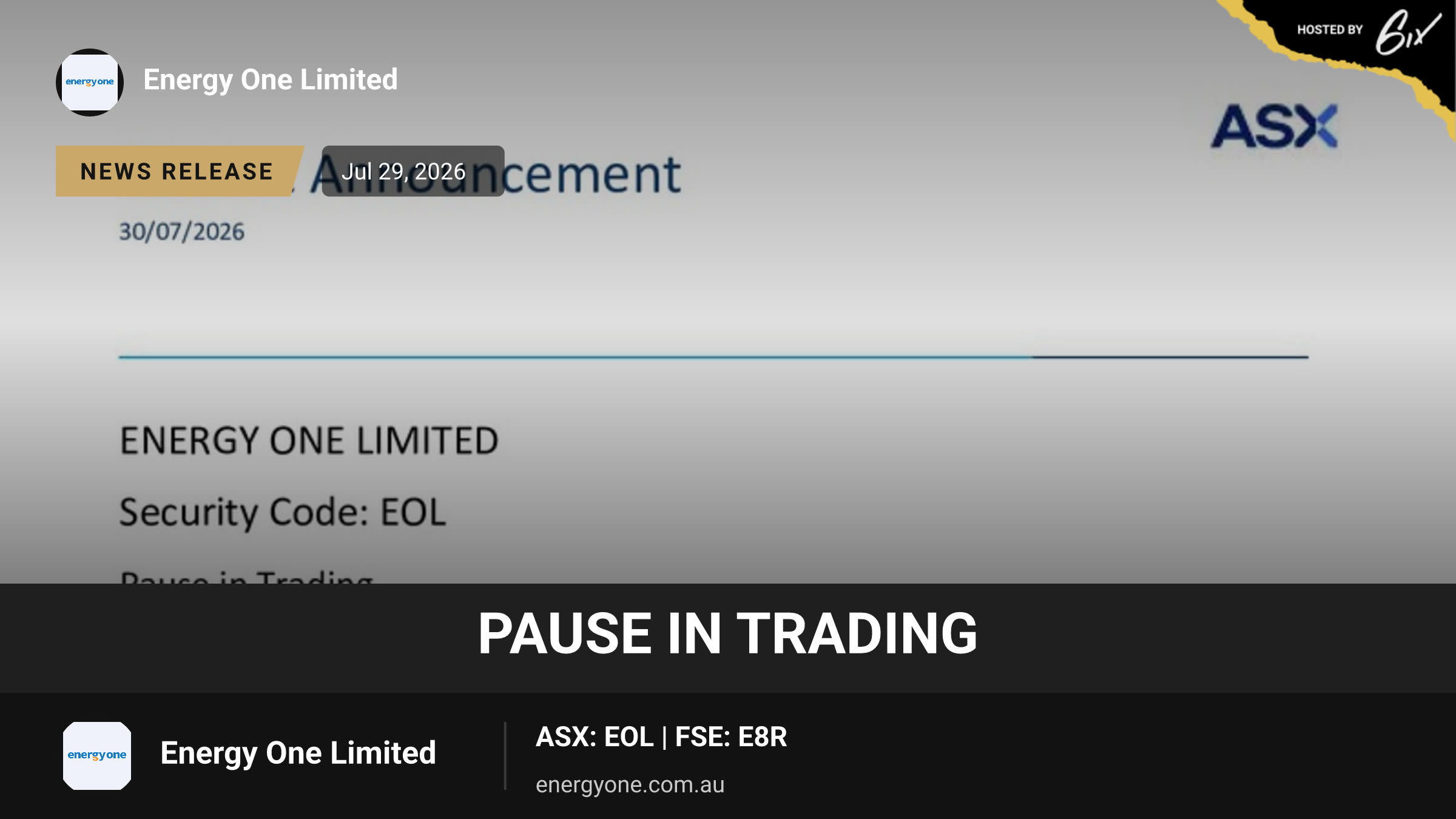 Pause in Trading