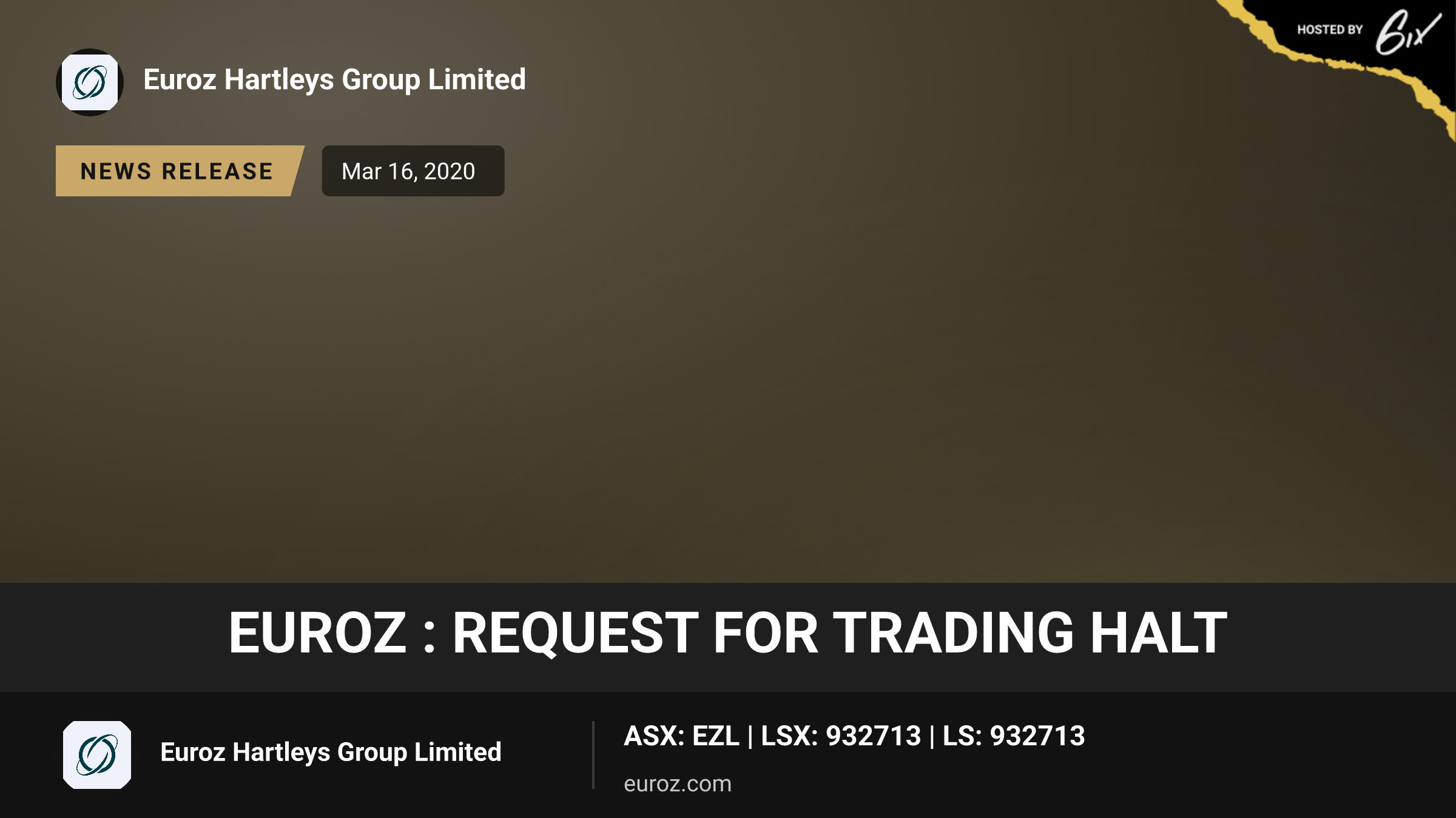 EUROZ : REQUEST FOR TRADING HALT
