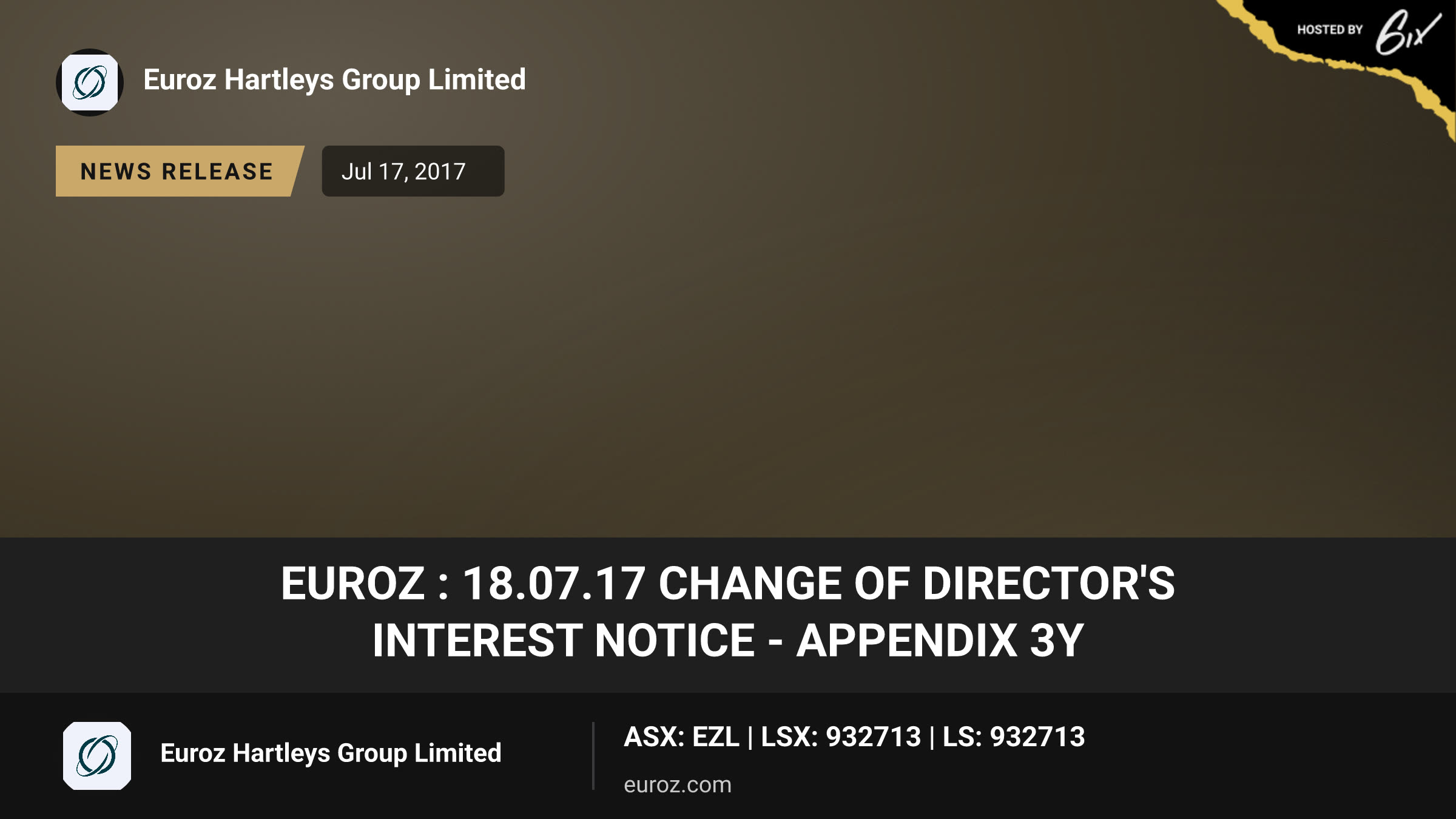 Euroz : 18.07.17 Change of Director's Interest Notice - Appendix 3Y