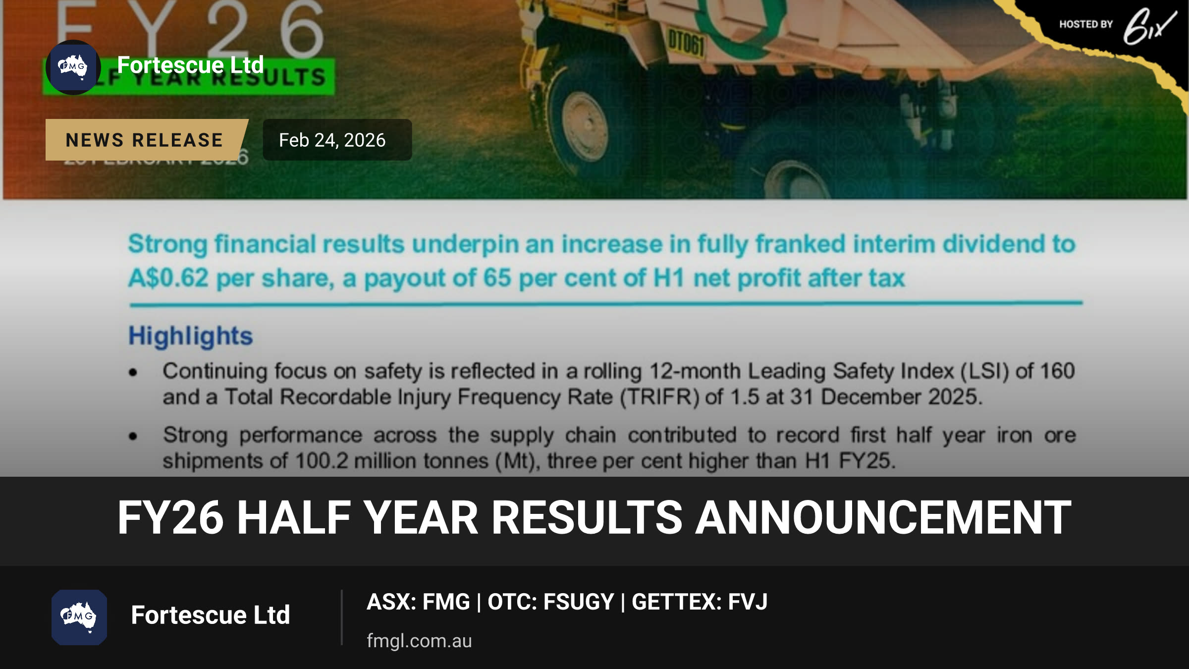 FY26 Half Year Results Announcement