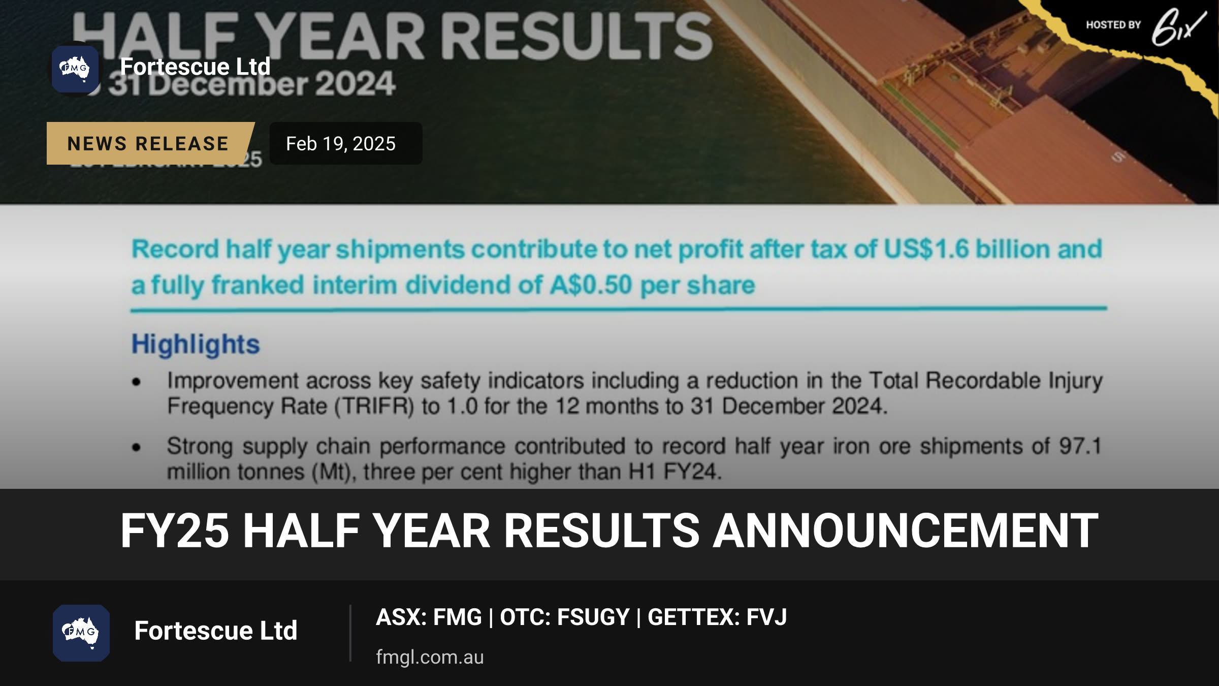 FY25 Half Year Results Announcement
