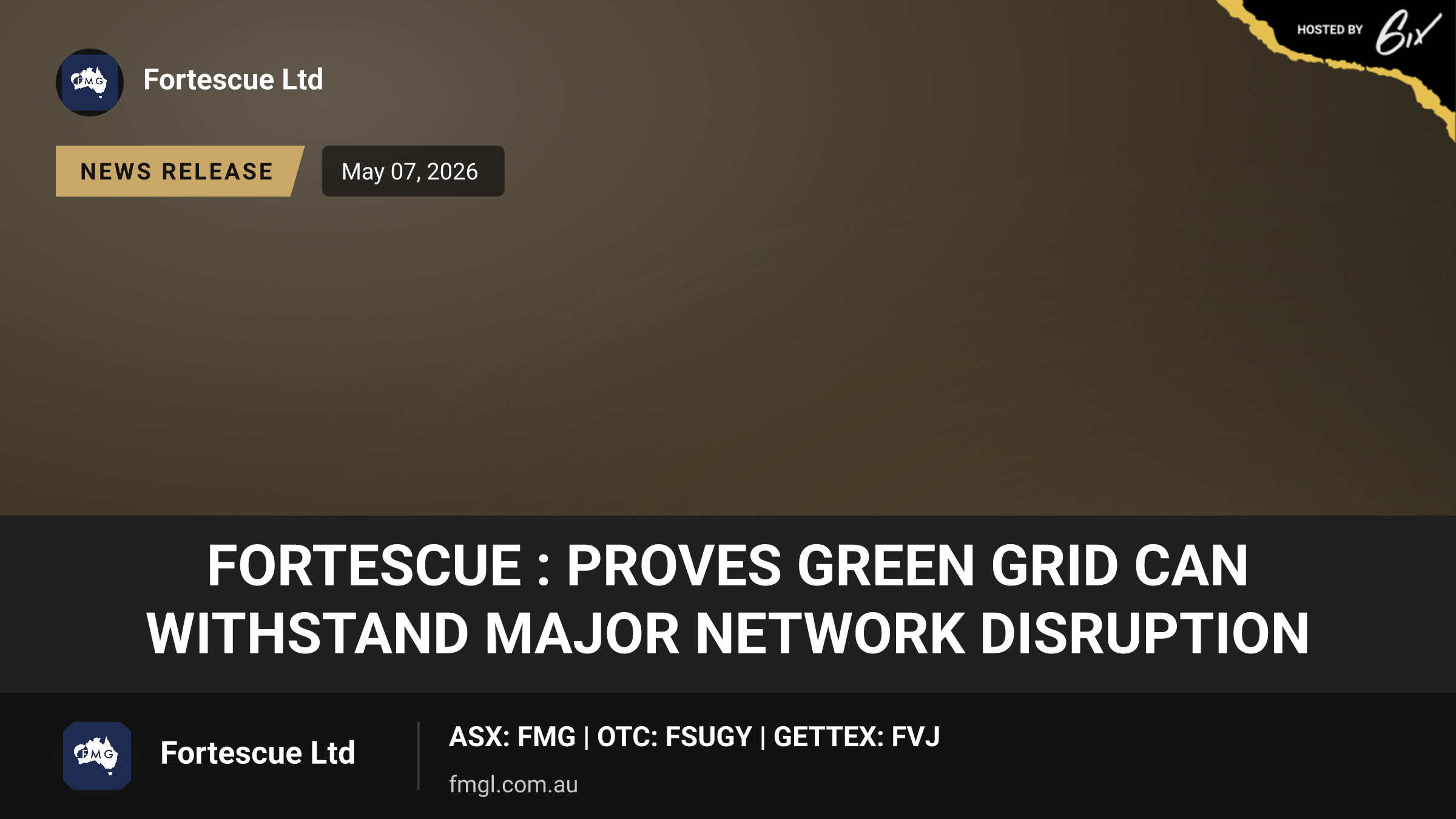 Fortescue : proves green grid can withstand major network disruption