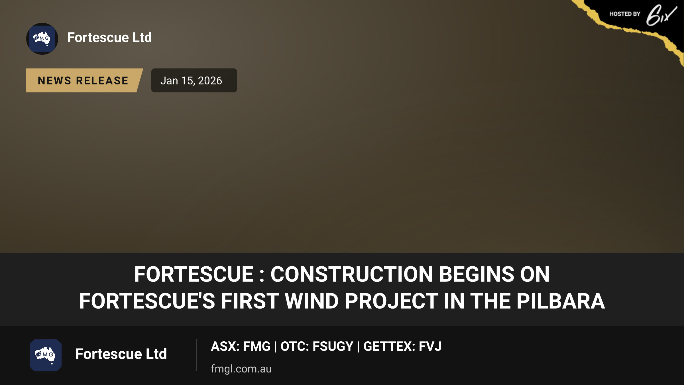 Fortescue : Construction begins on Fortescue's first wind project in the Pilbara