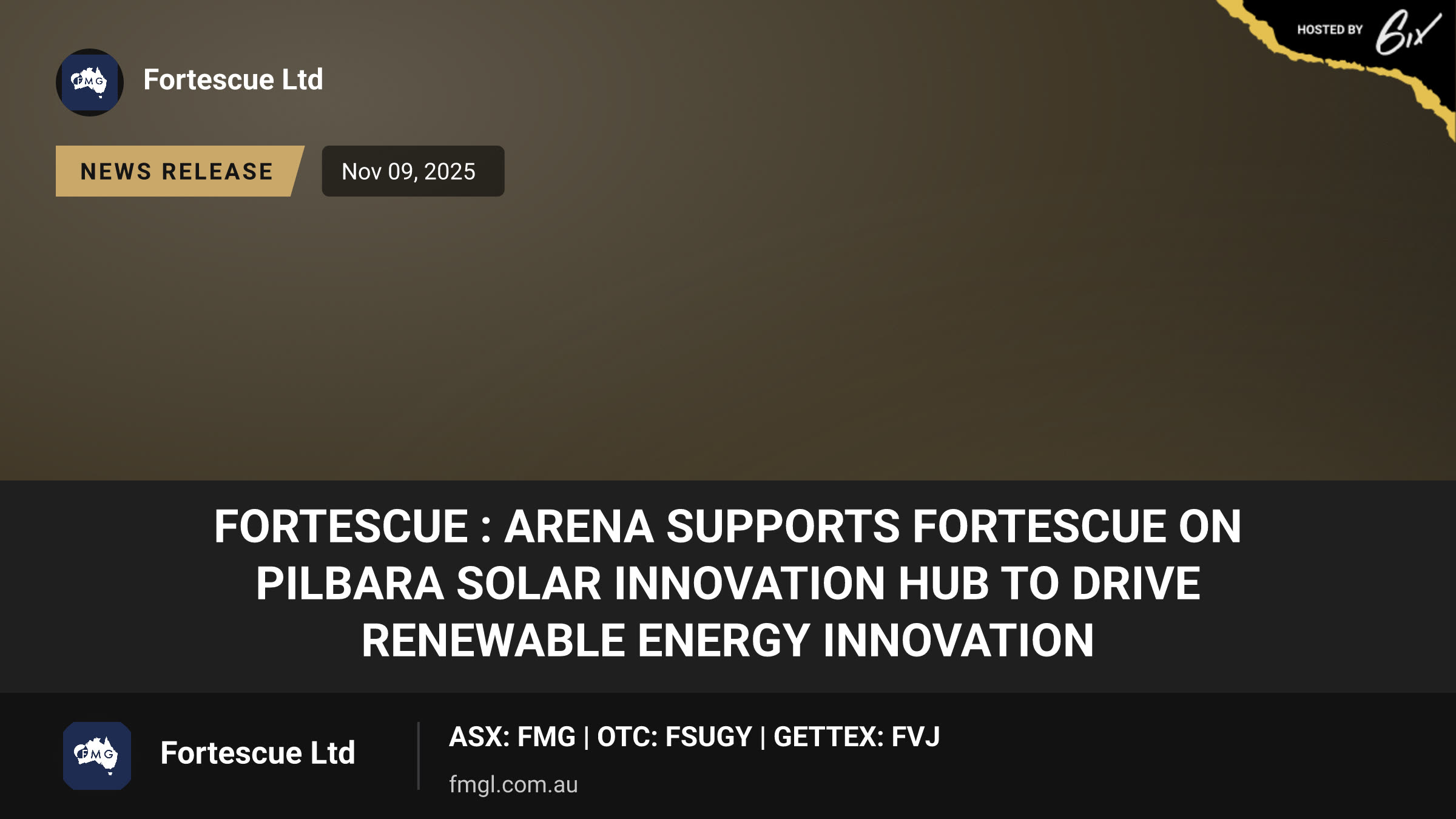 Fortescue : ARENA supports Fortescue on Pilbara Solar Innovation Hub to drive renewable energy innovation