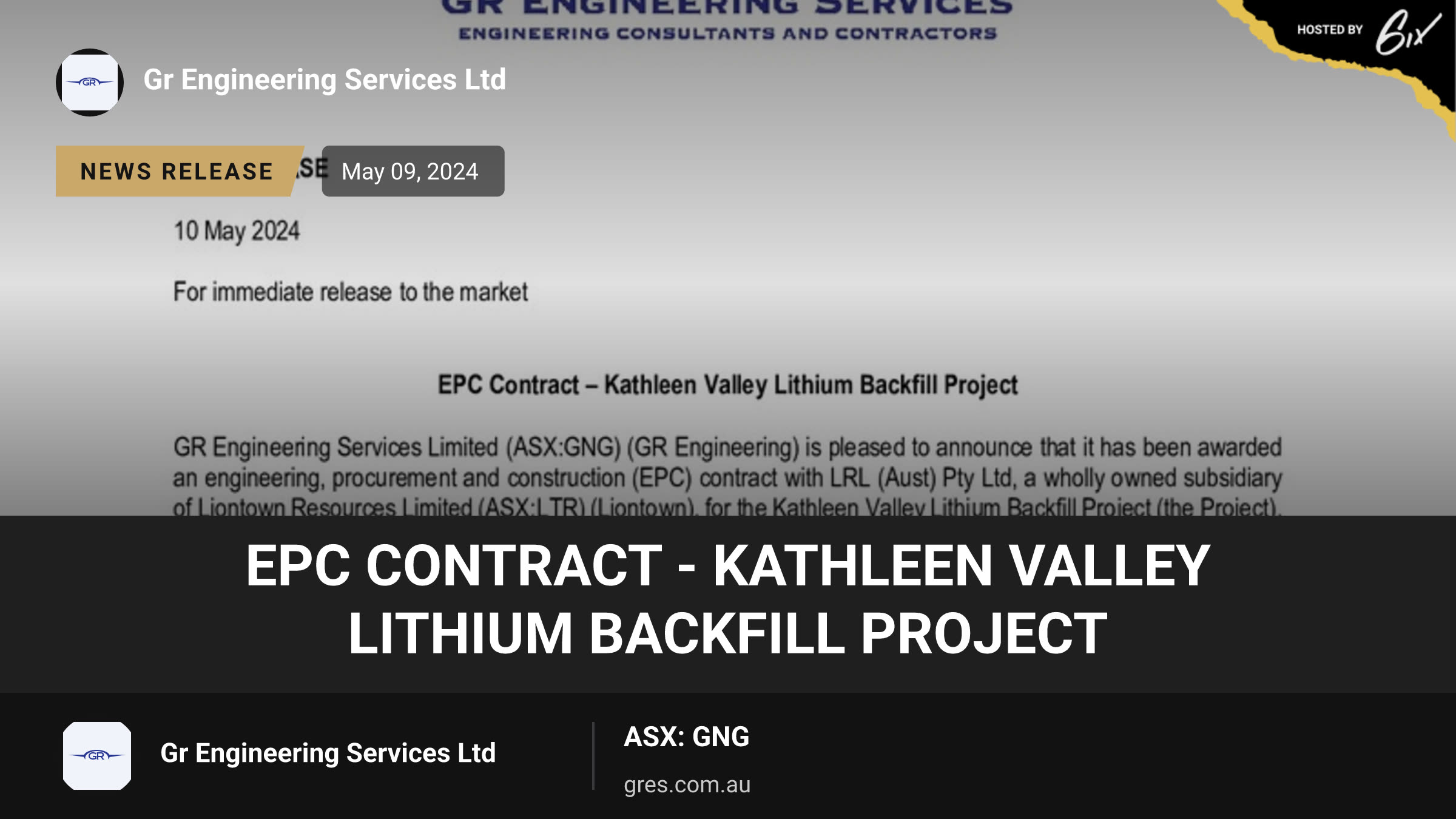 EPC Contract - Kathleen Valley Lithium Backfill Project