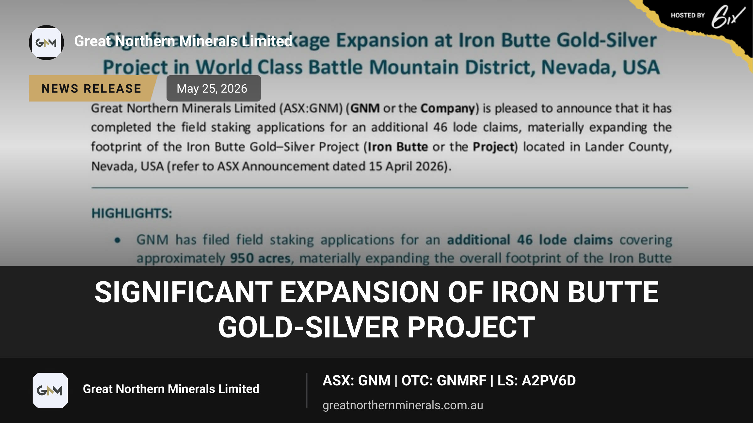 Significant Expansion of Iron Butte Gold-Silver Project