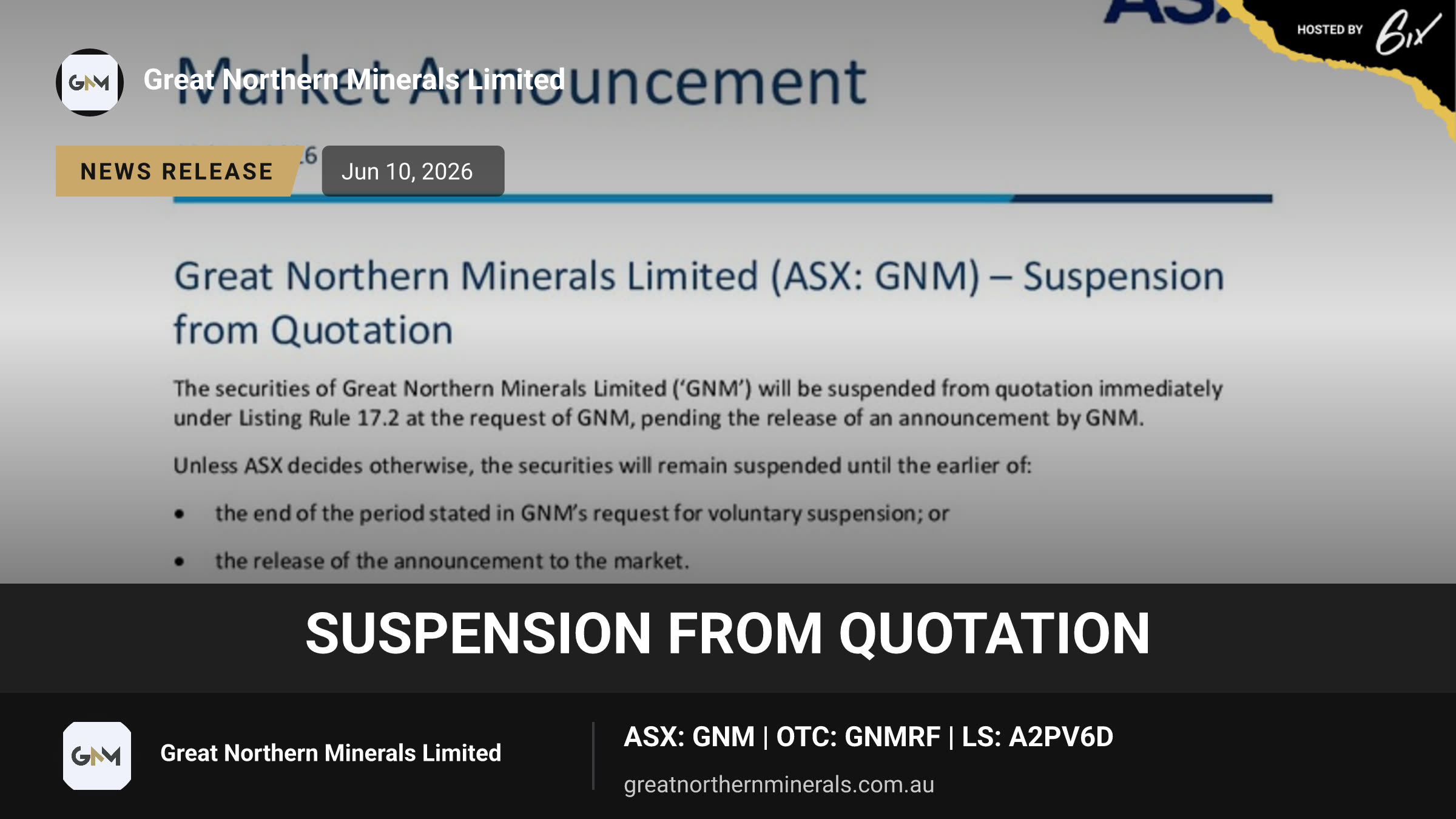 Suspension from Quotation