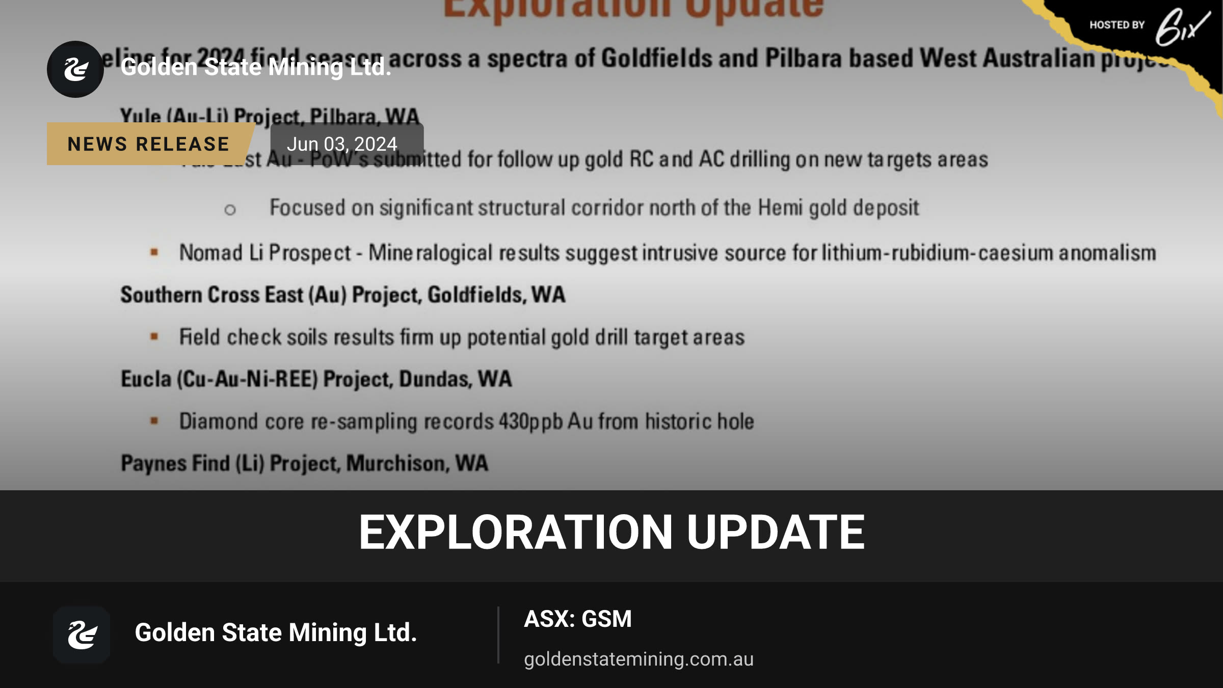 Exploration Update