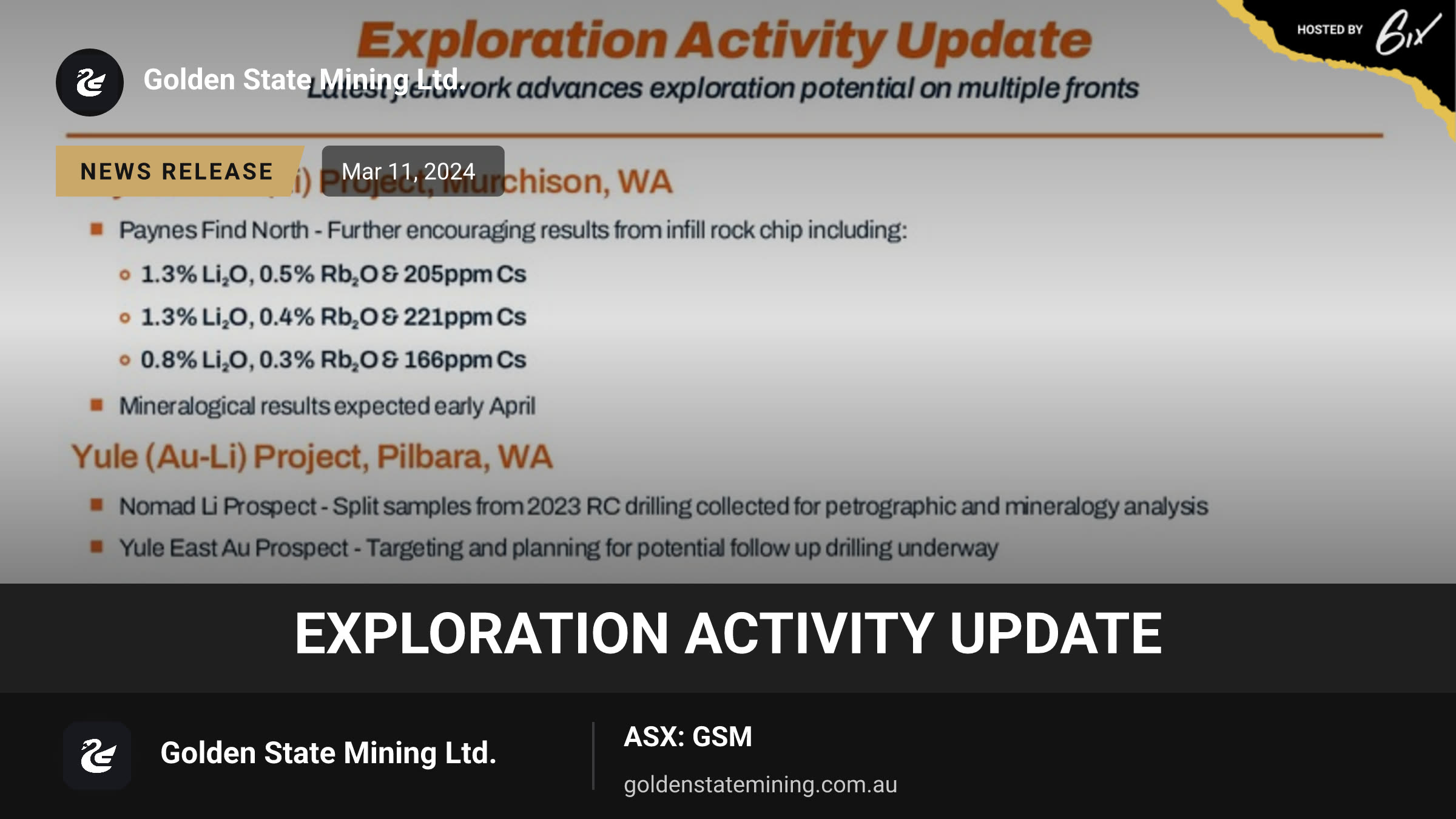 Exploration Activity Update