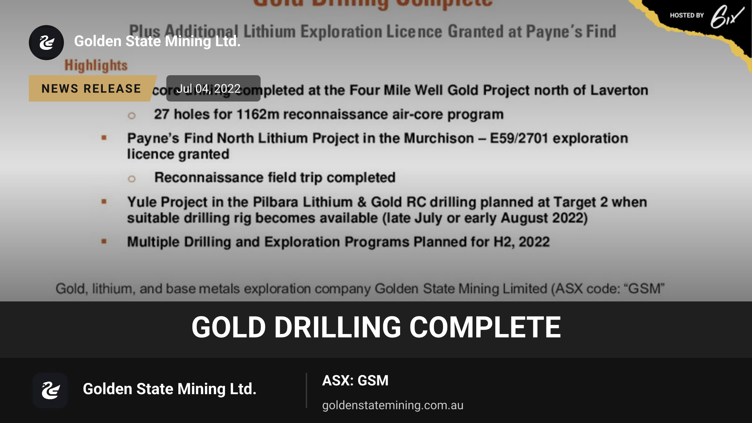 Gold Drilling Complete