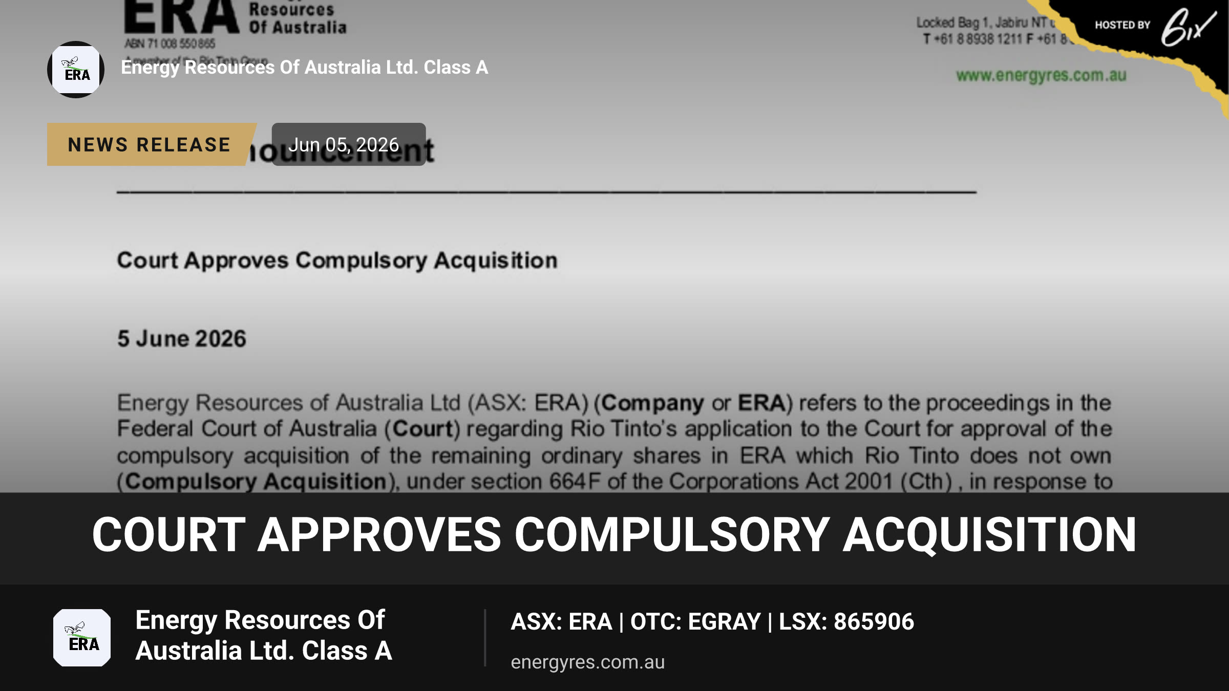 Court Approves Compulsory Acquisition