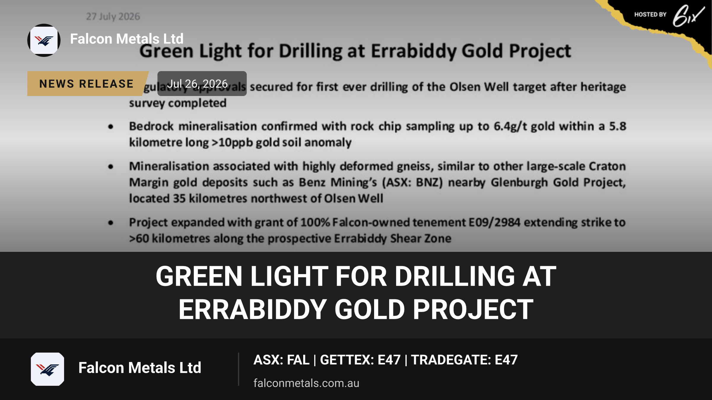 Green Light for Drilling at Errabiddy Gold Project