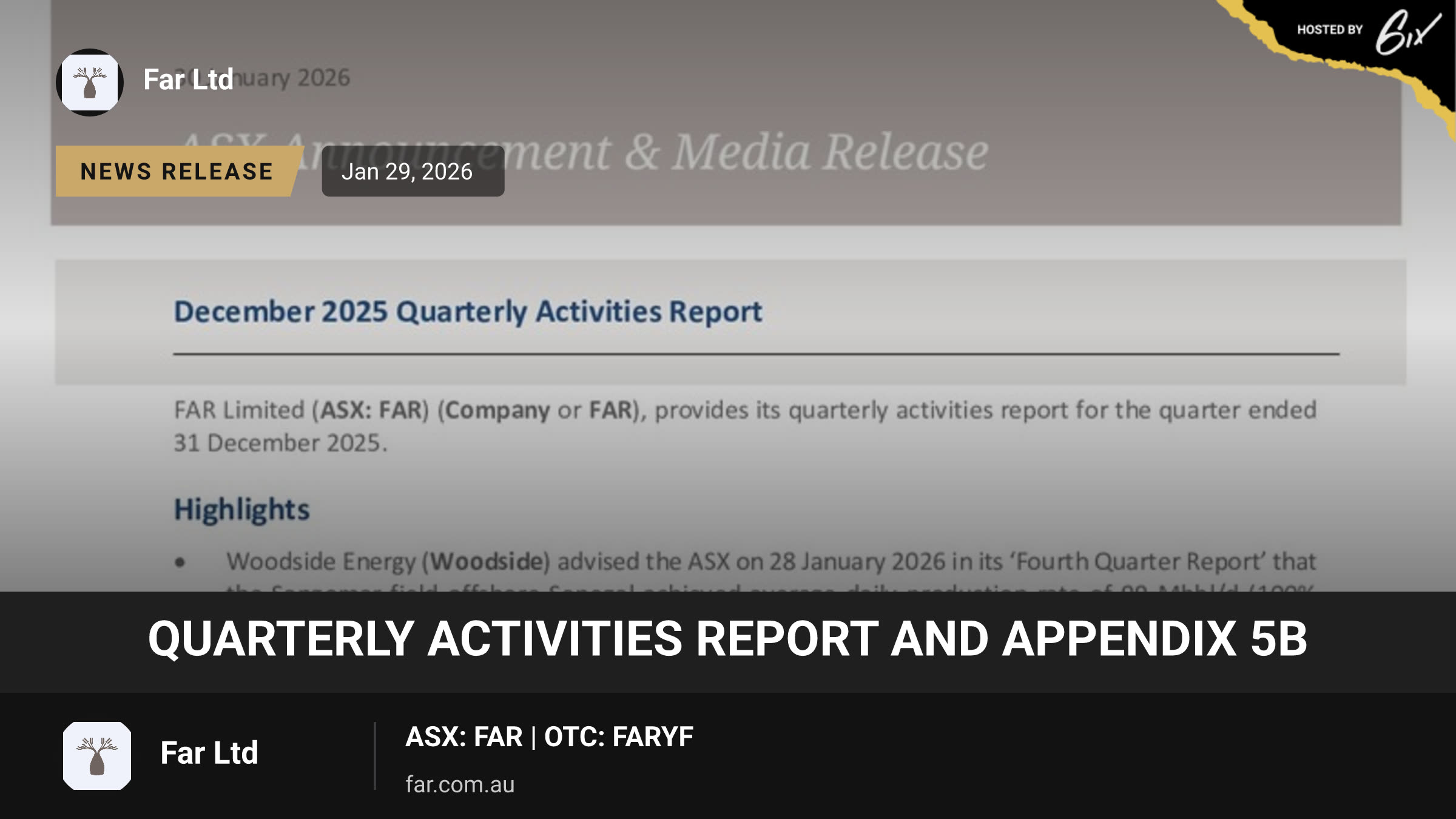 Quarterly Activities Report and Appendix 5B