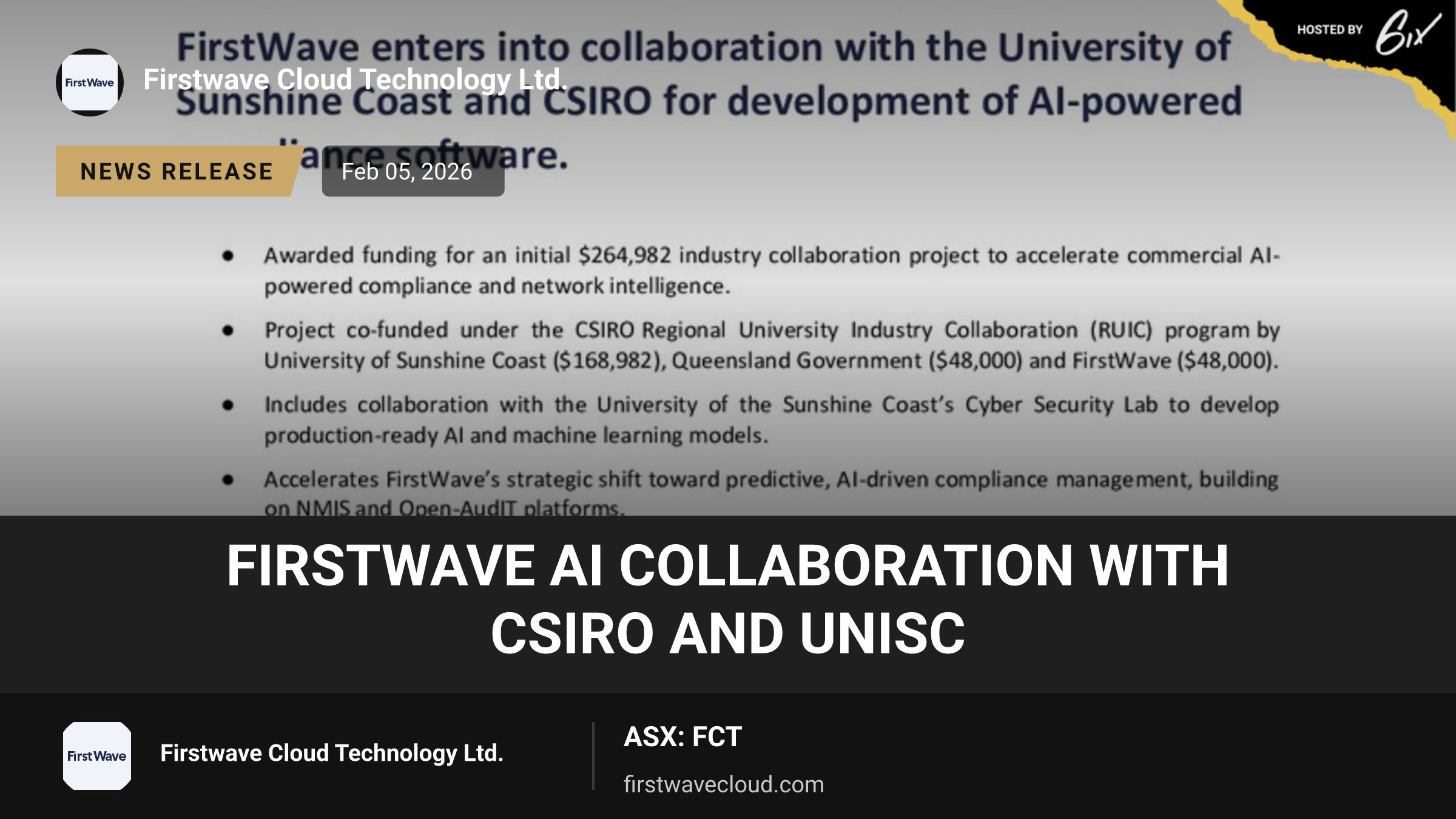 FirstWave AI Collaboration with CSIRO and UniSC