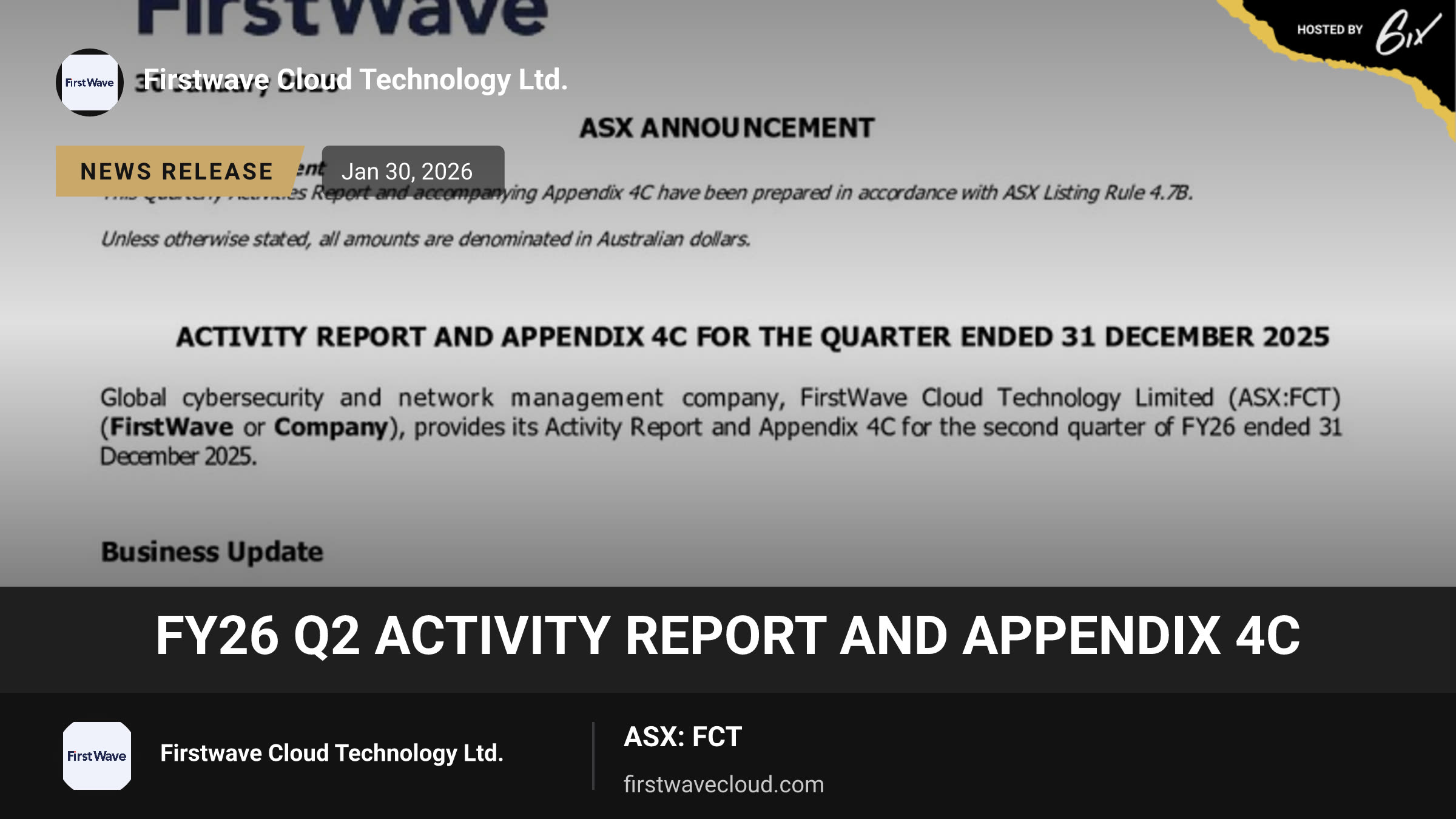 FY26 Q2 Activity Report and Appendix 4C