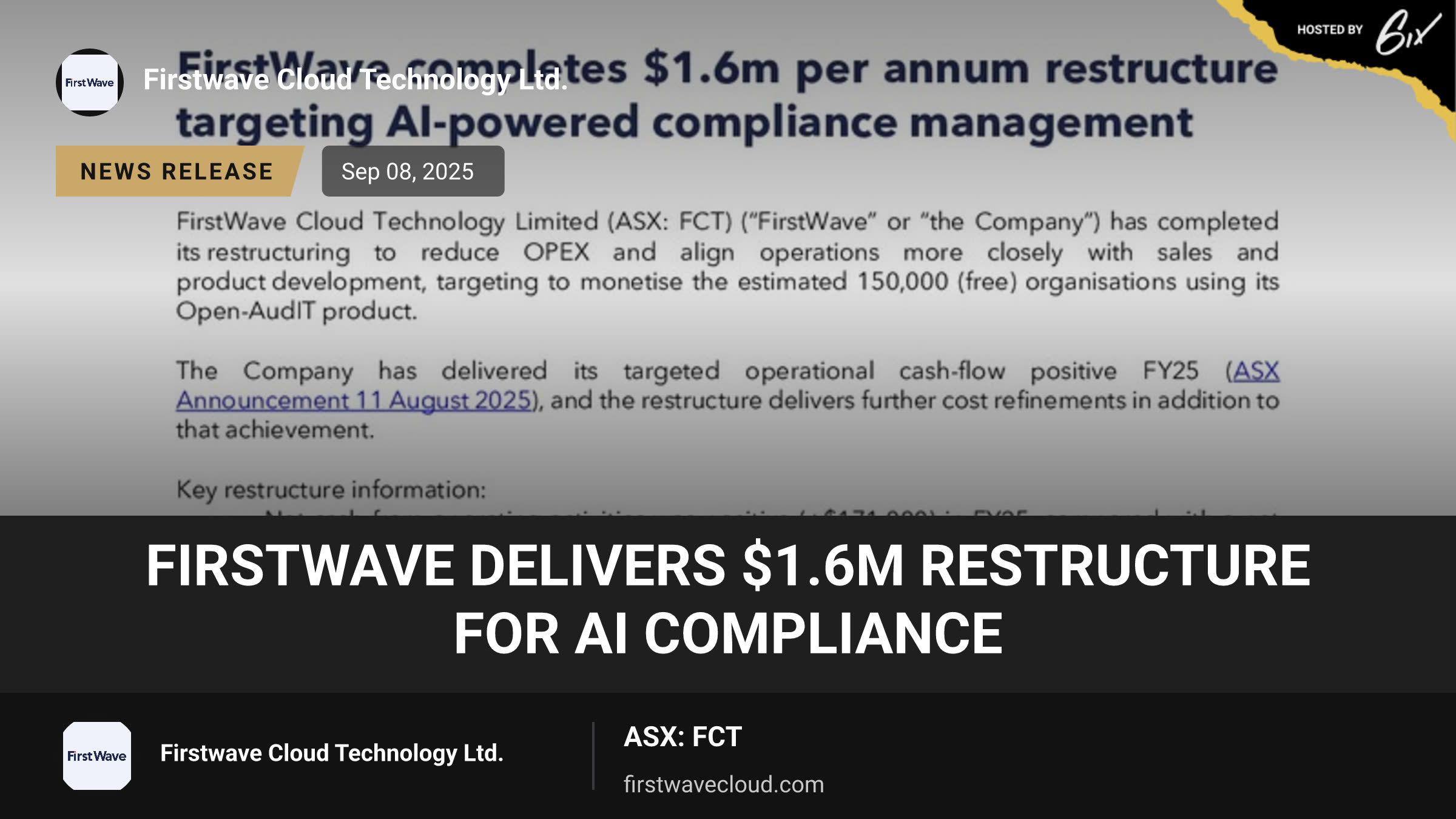 FirstWave delivers $1.6m restructure for AI compliance