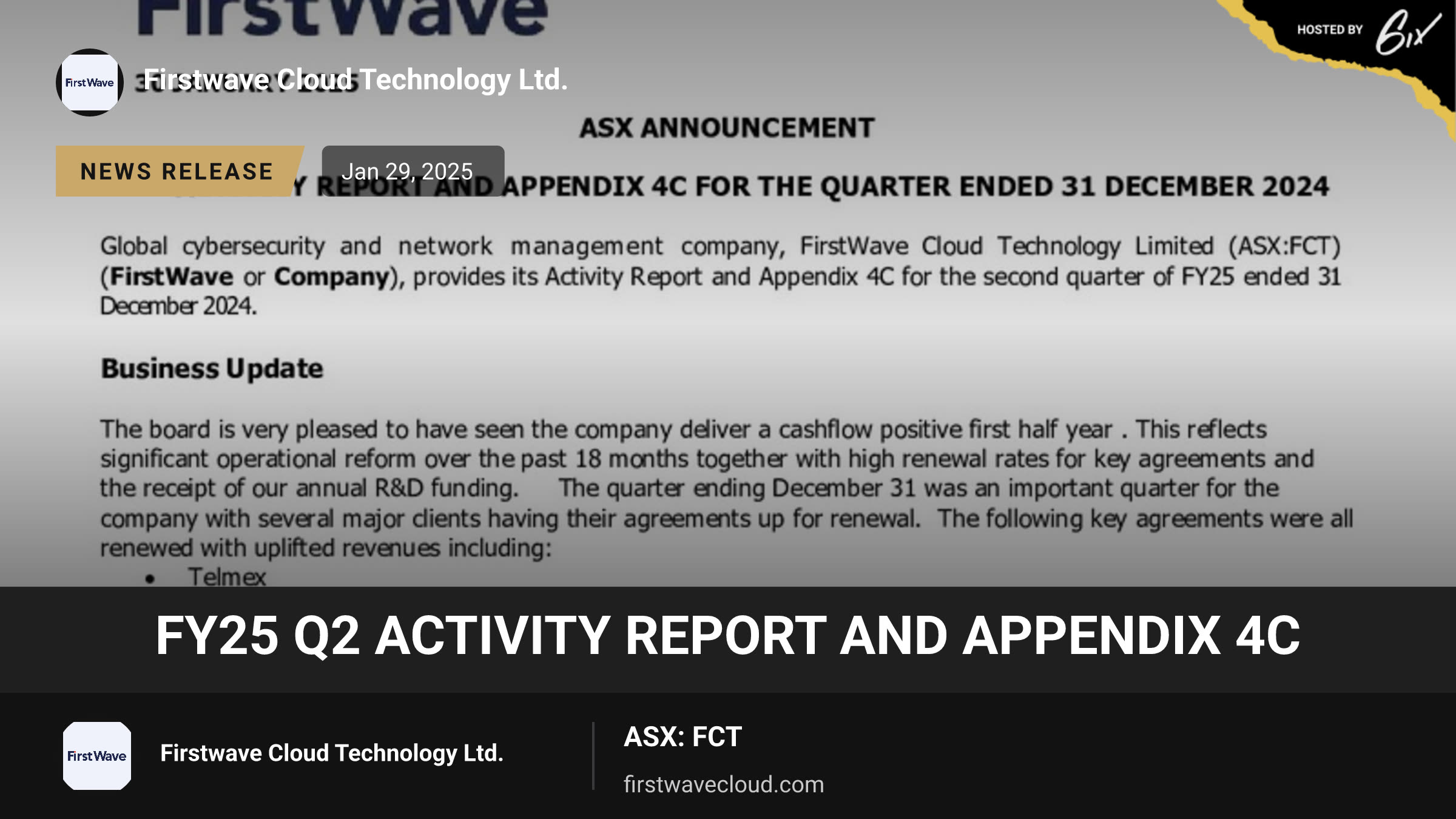 FY25 Q2 Activity Report and Appendix 4C