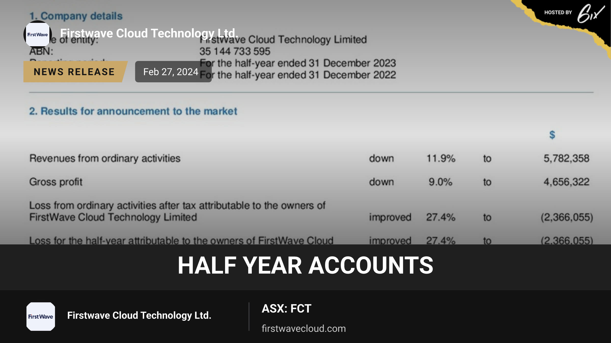Half Year Accounts