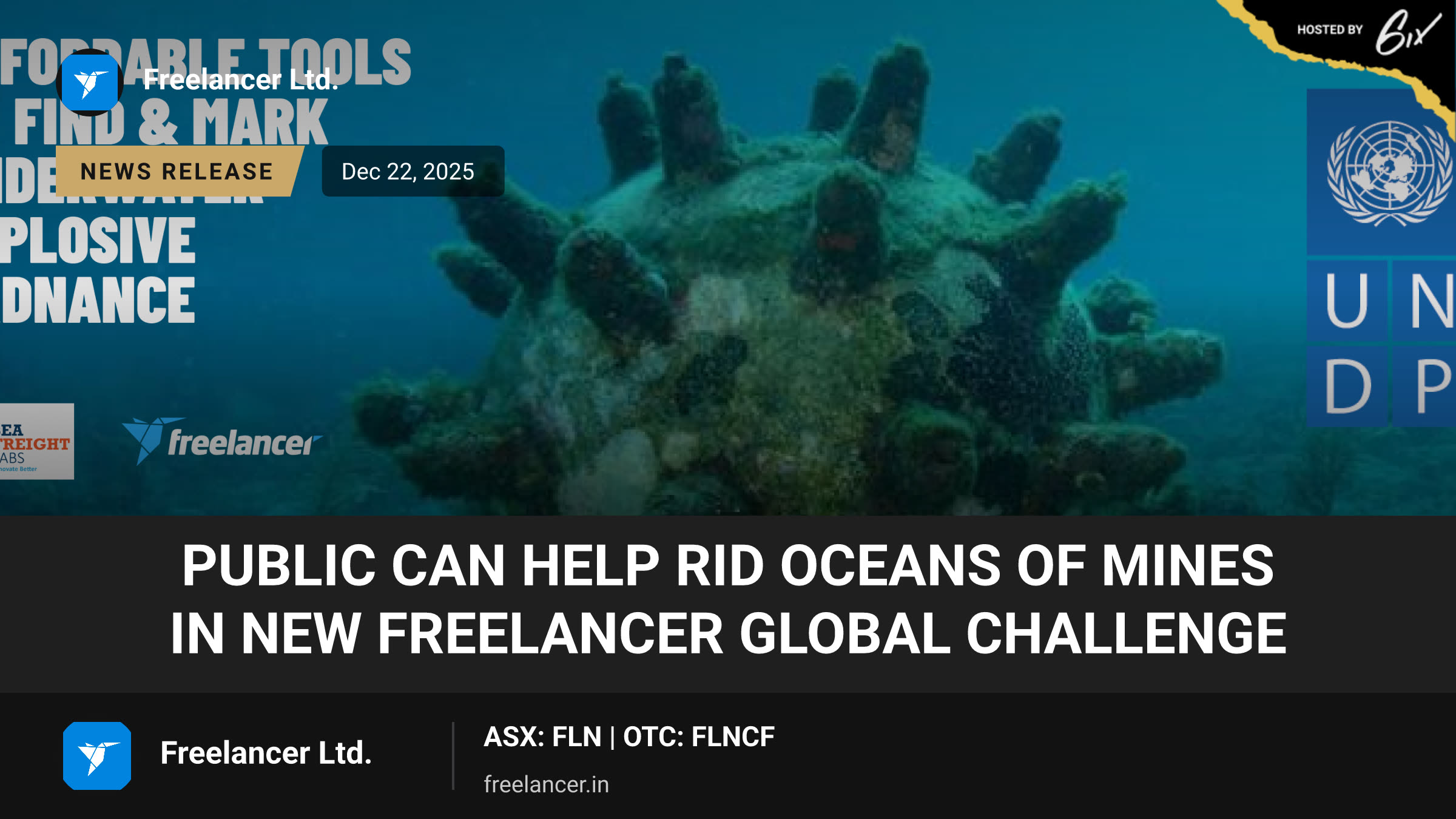 Public Can Help Rid Oceans of Mines in New Freelancer Global Challenge