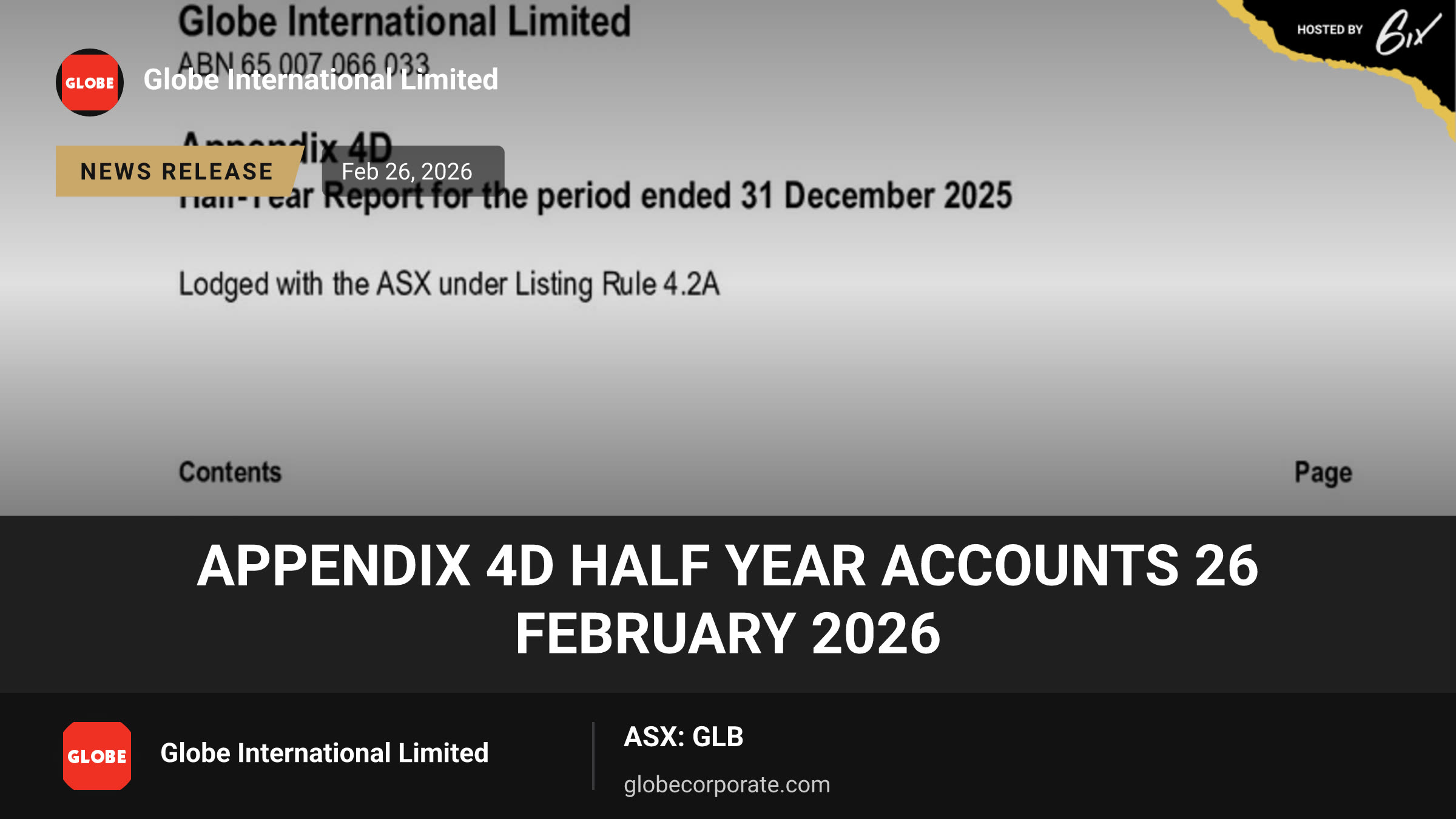 Appendix 4D Half Year Accounts 26 February 2026