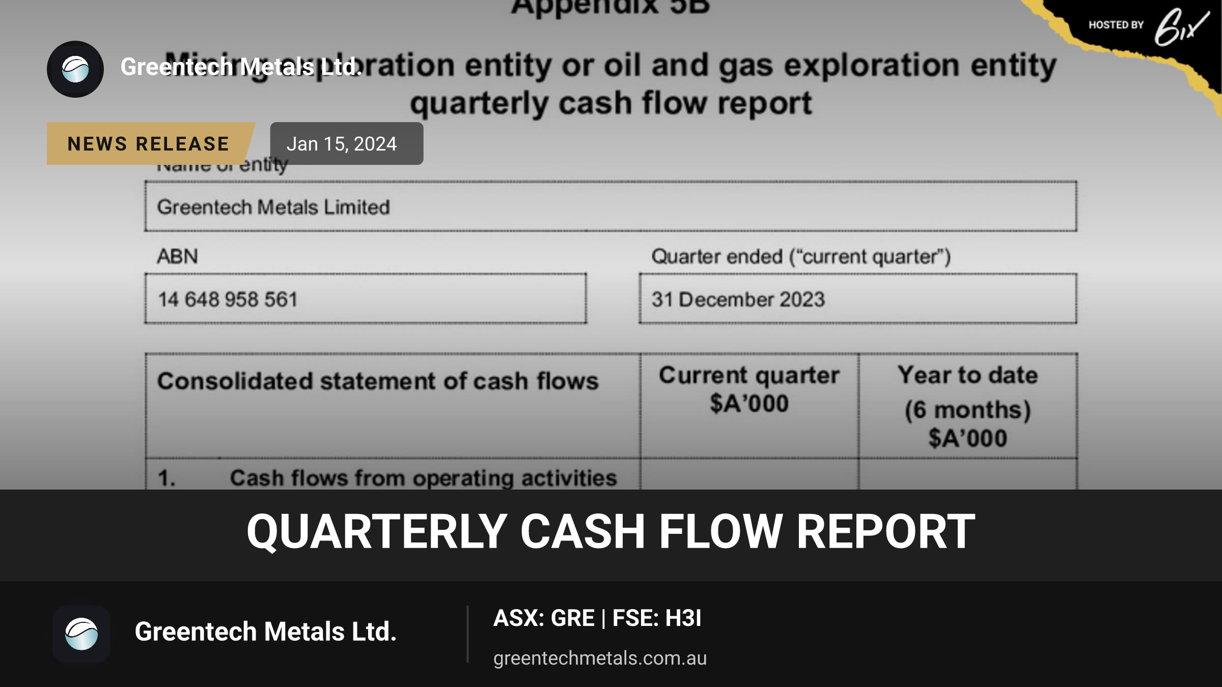Quarterly Cash Flow Report