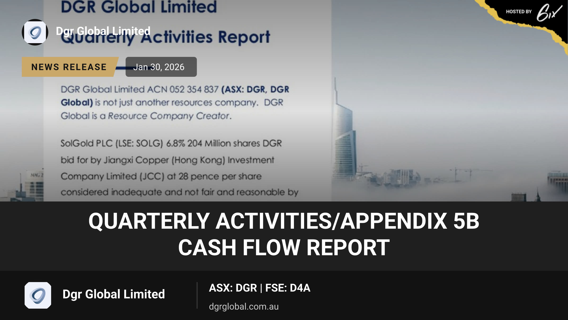 Quarterly Activities/Appendix 5B Cash Flow Report