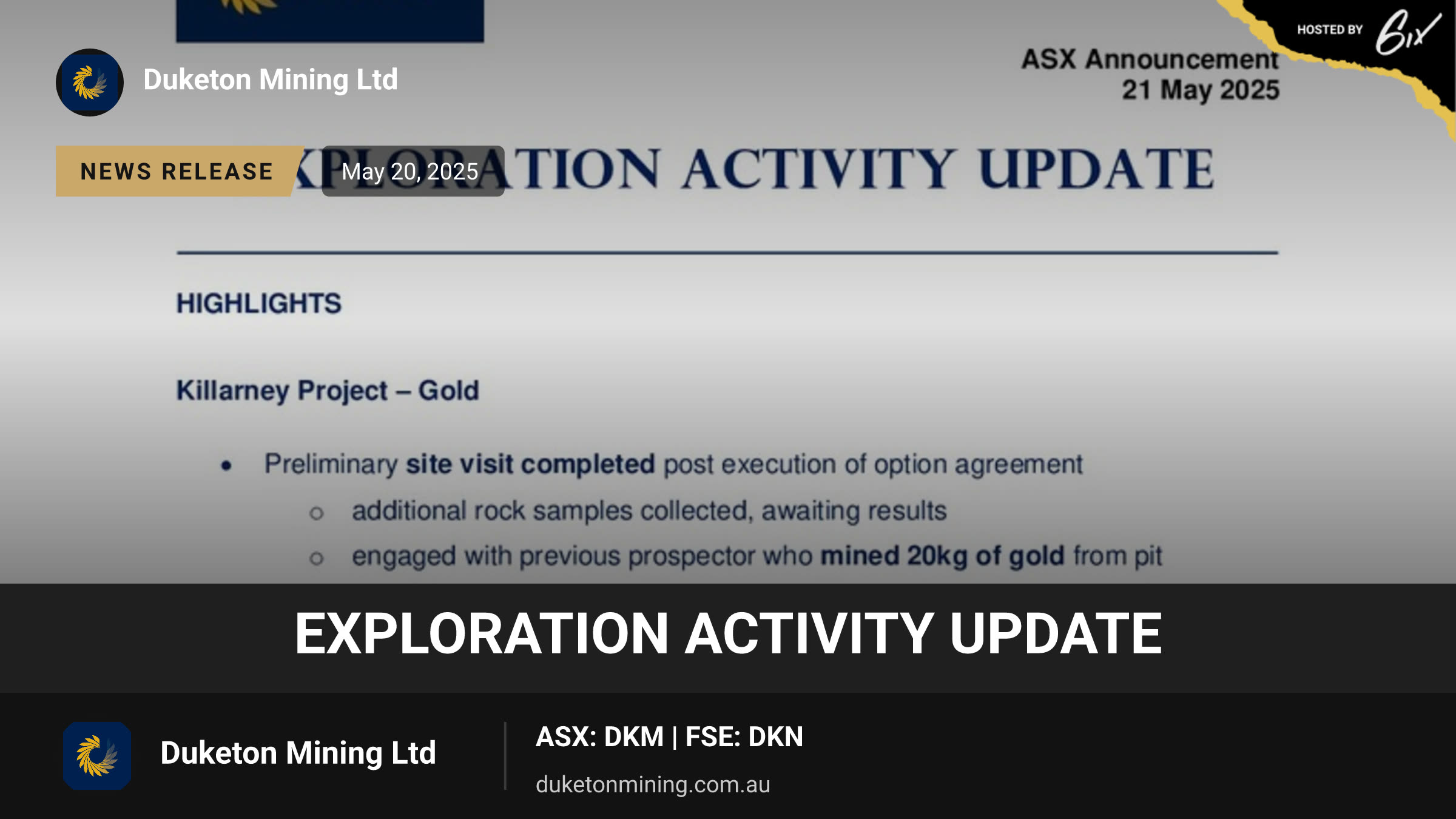 Exploration Activity Update