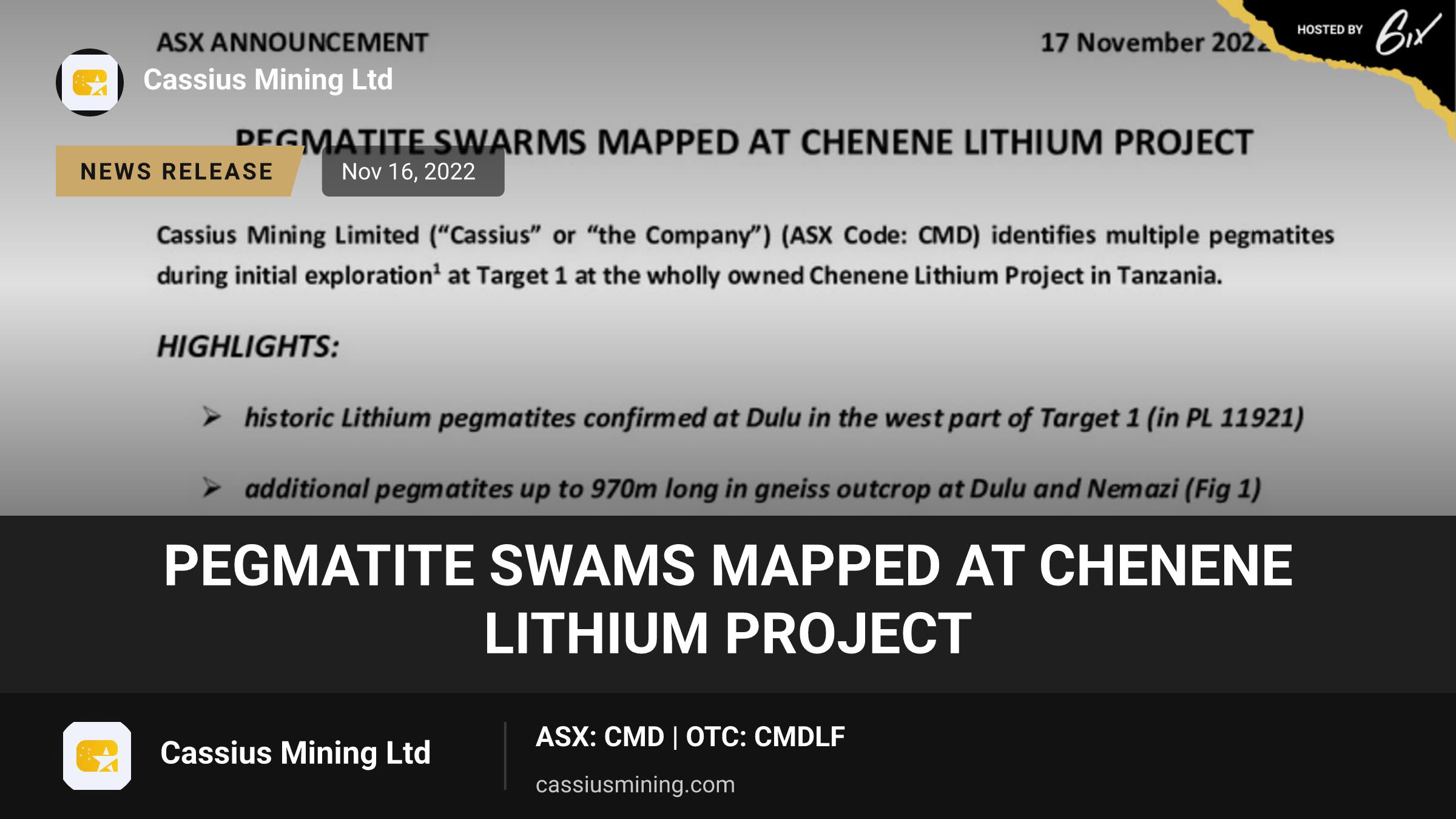 Pegmatite Swams Mapped at Chenene Lithium Project
