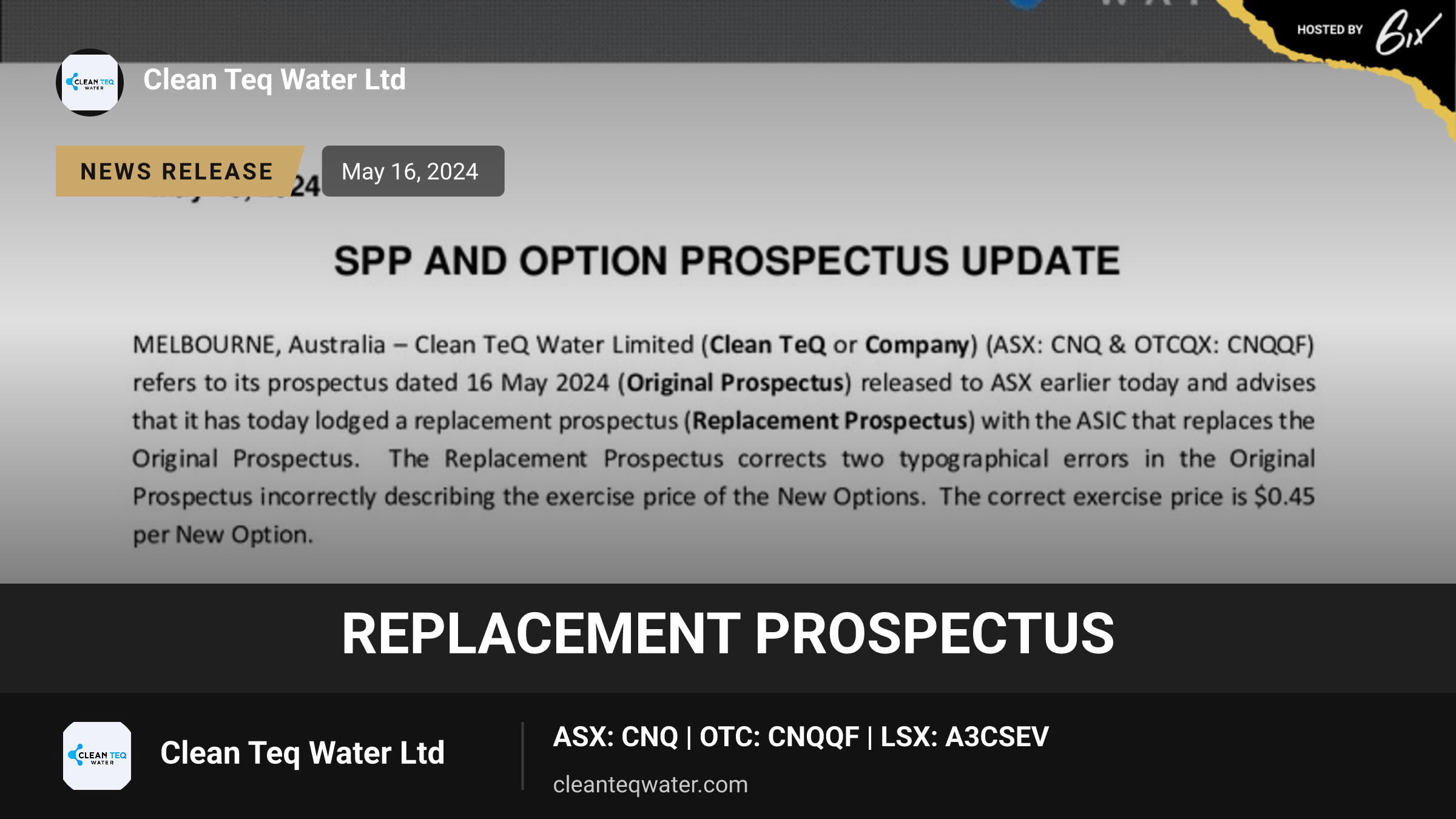 Replacement Prospectus