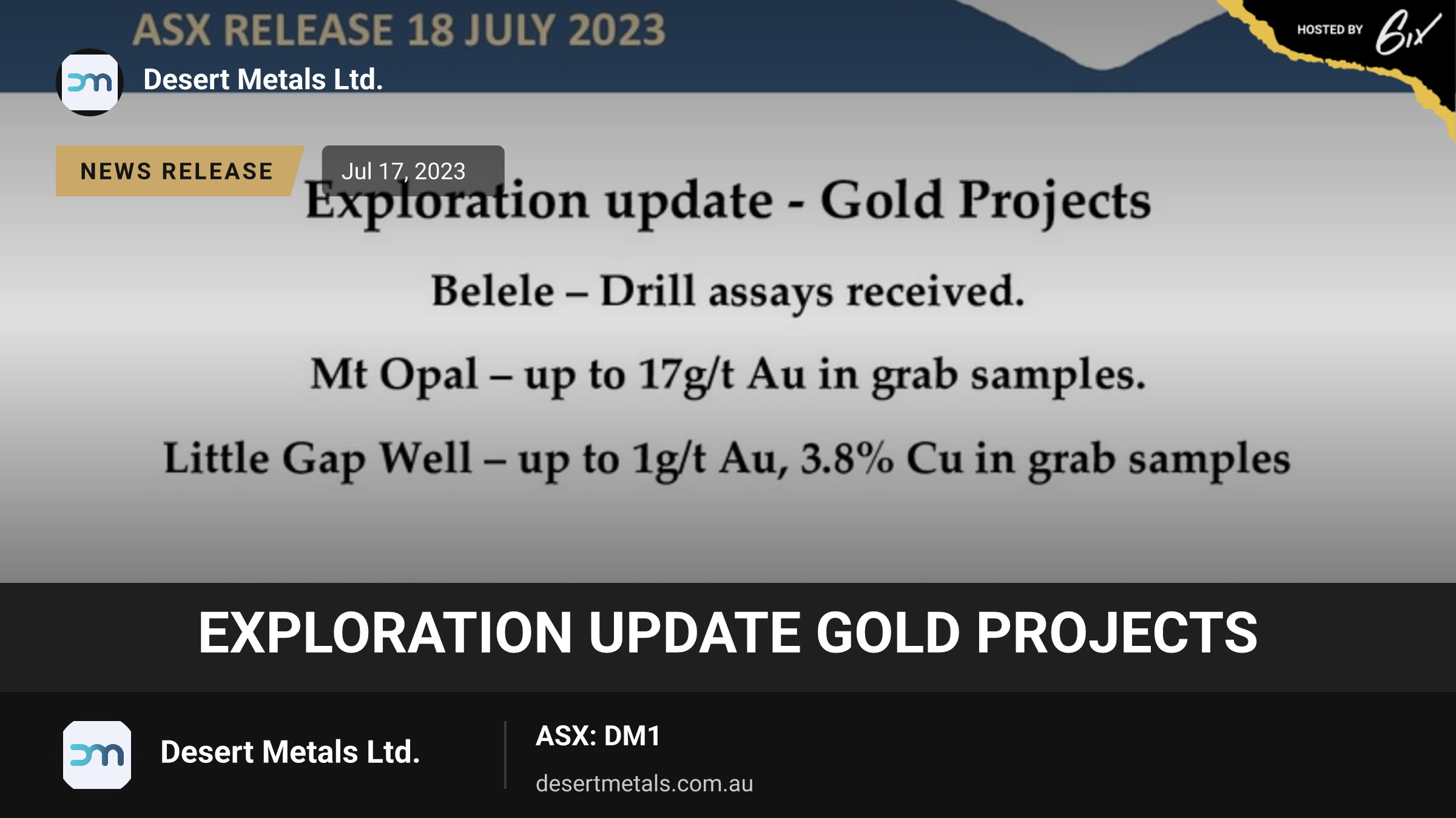 Exploration Update Gold Projects