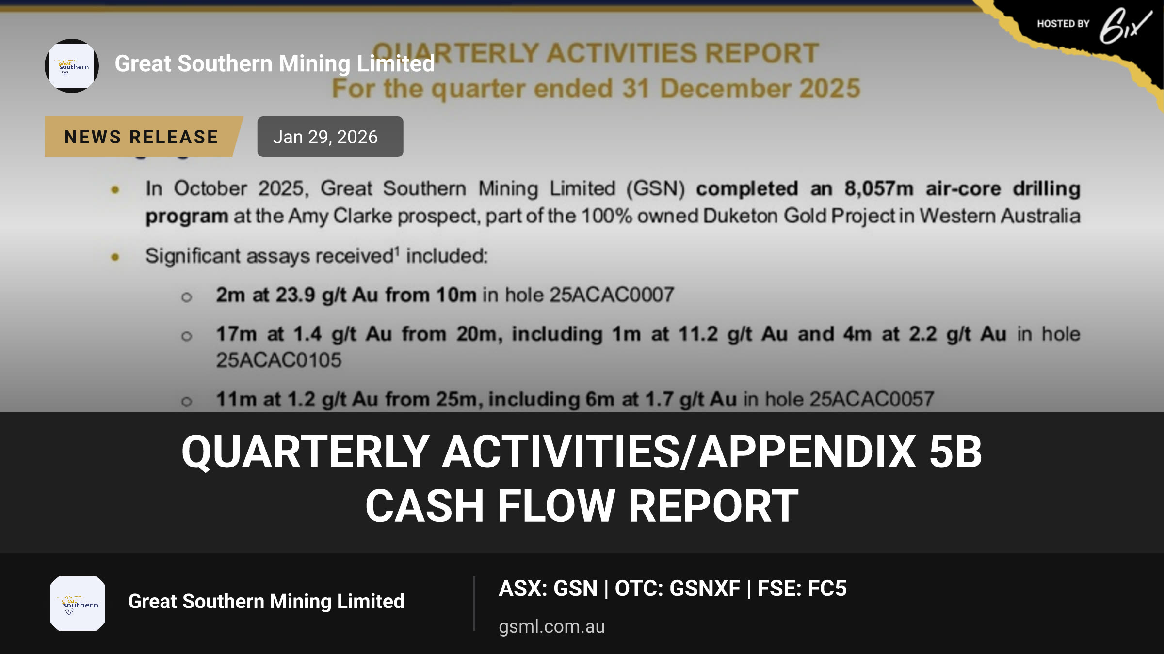 Quarterly Activities/Appendix 5B Cash Flow Report
