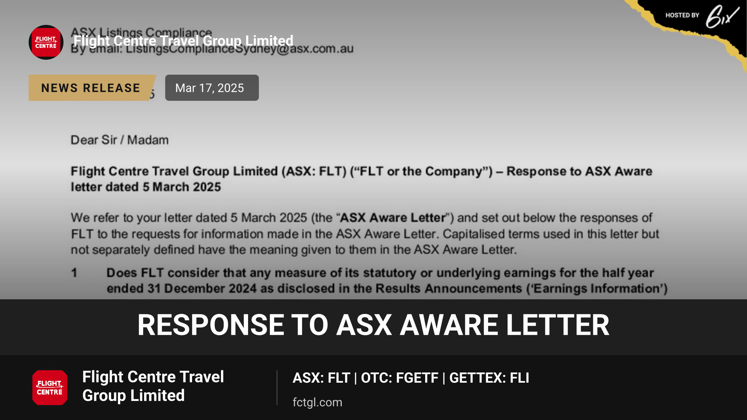 Response to ASX Aware Letter