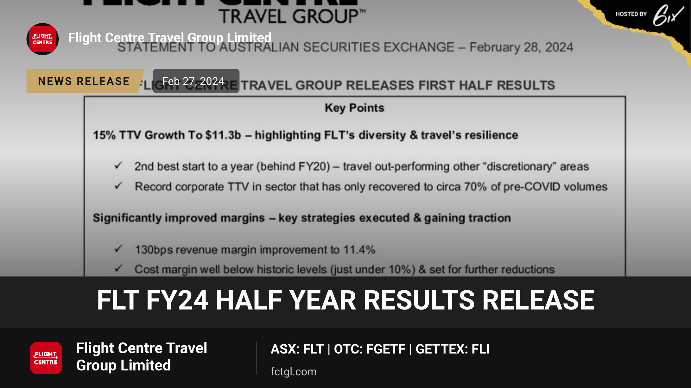 FLT FY24 Half Year Results Release