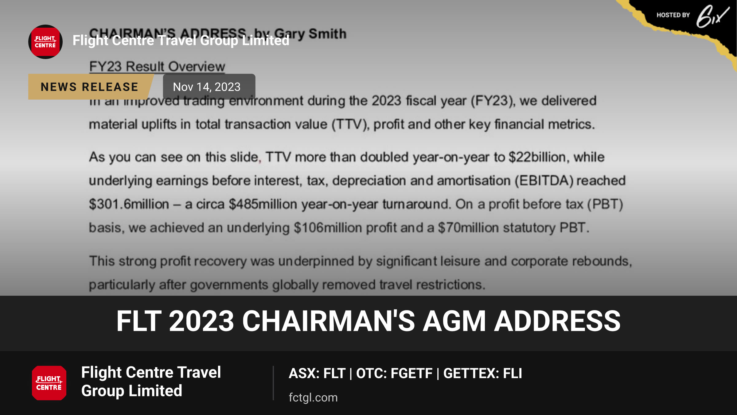 FLT 2023 Chairman's AGM Address