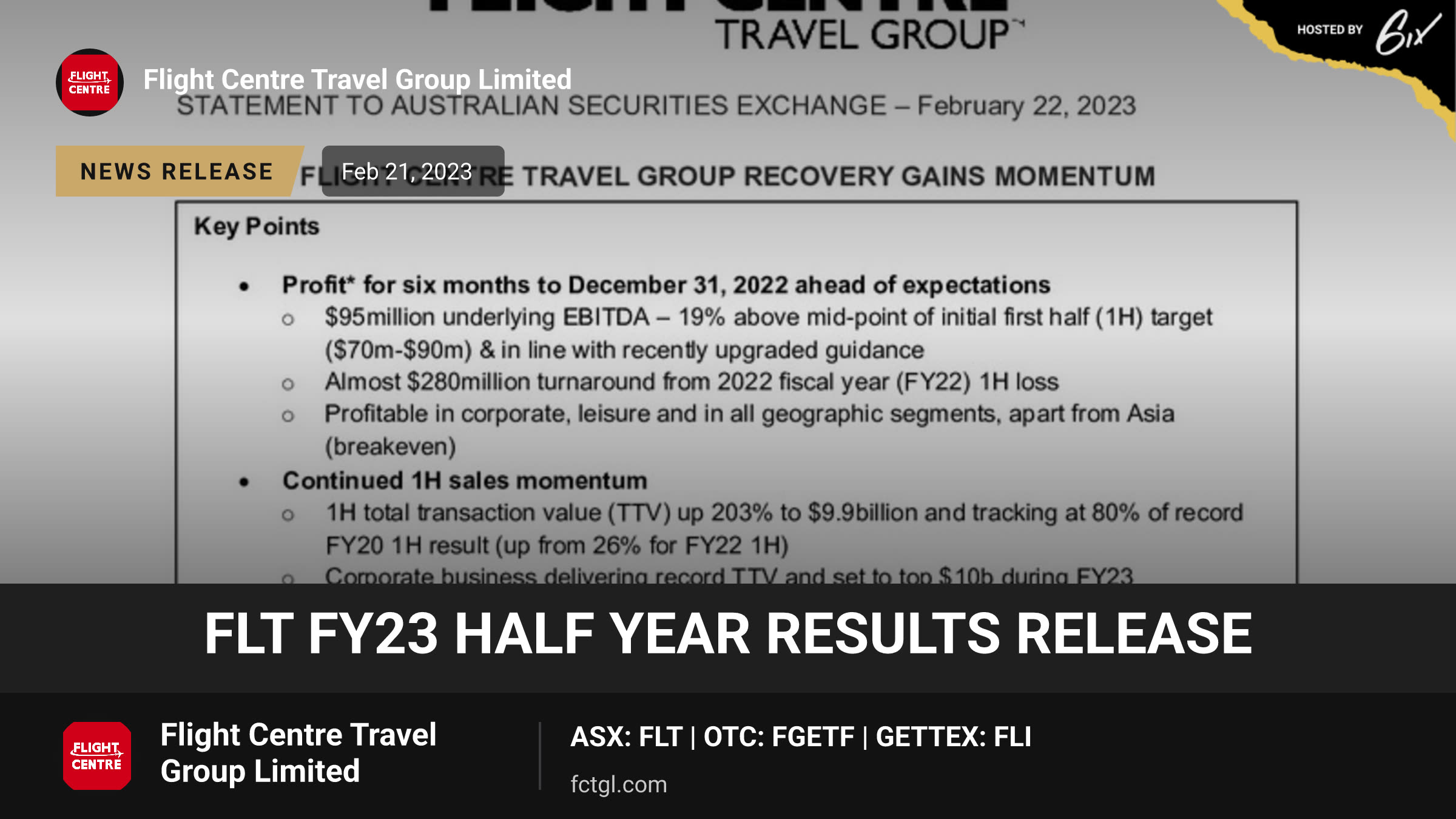 FLT FY23 Half Year Results Release
