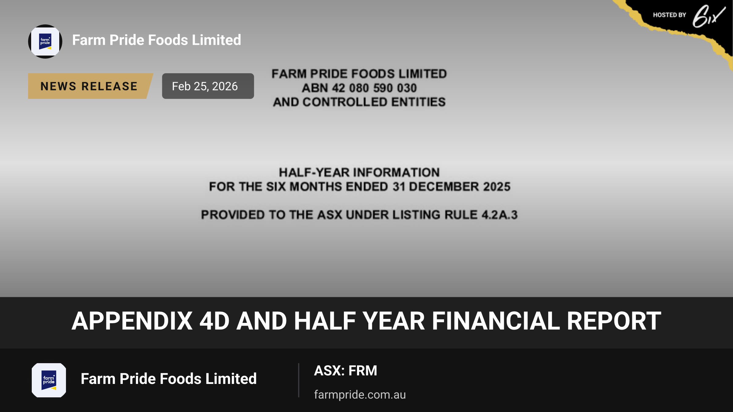 Appendix 4D and Half Year Financial Report