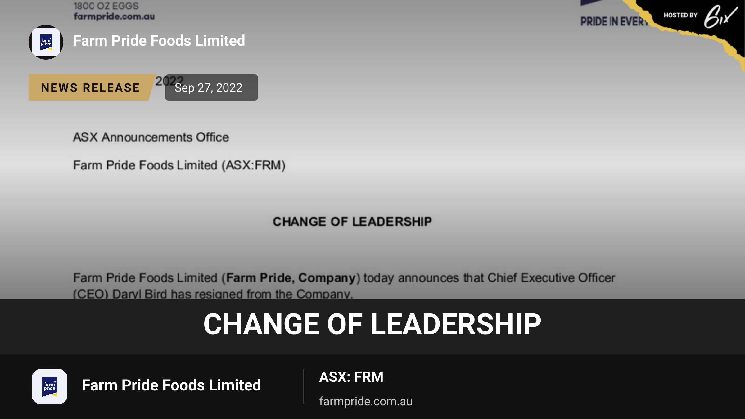 Change of Leadership
