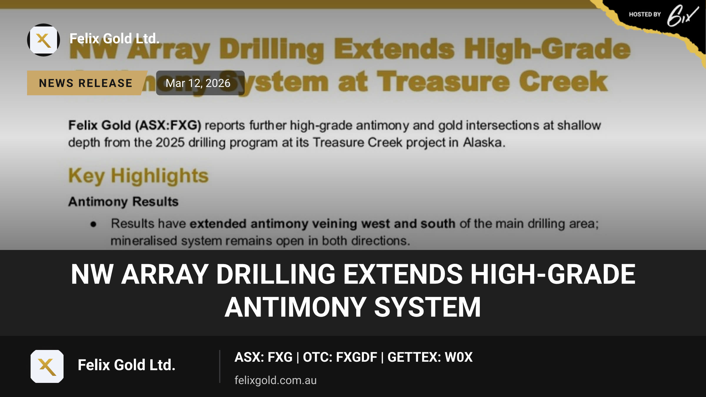 NW Array Drilling Extends High-Grade Antimony System