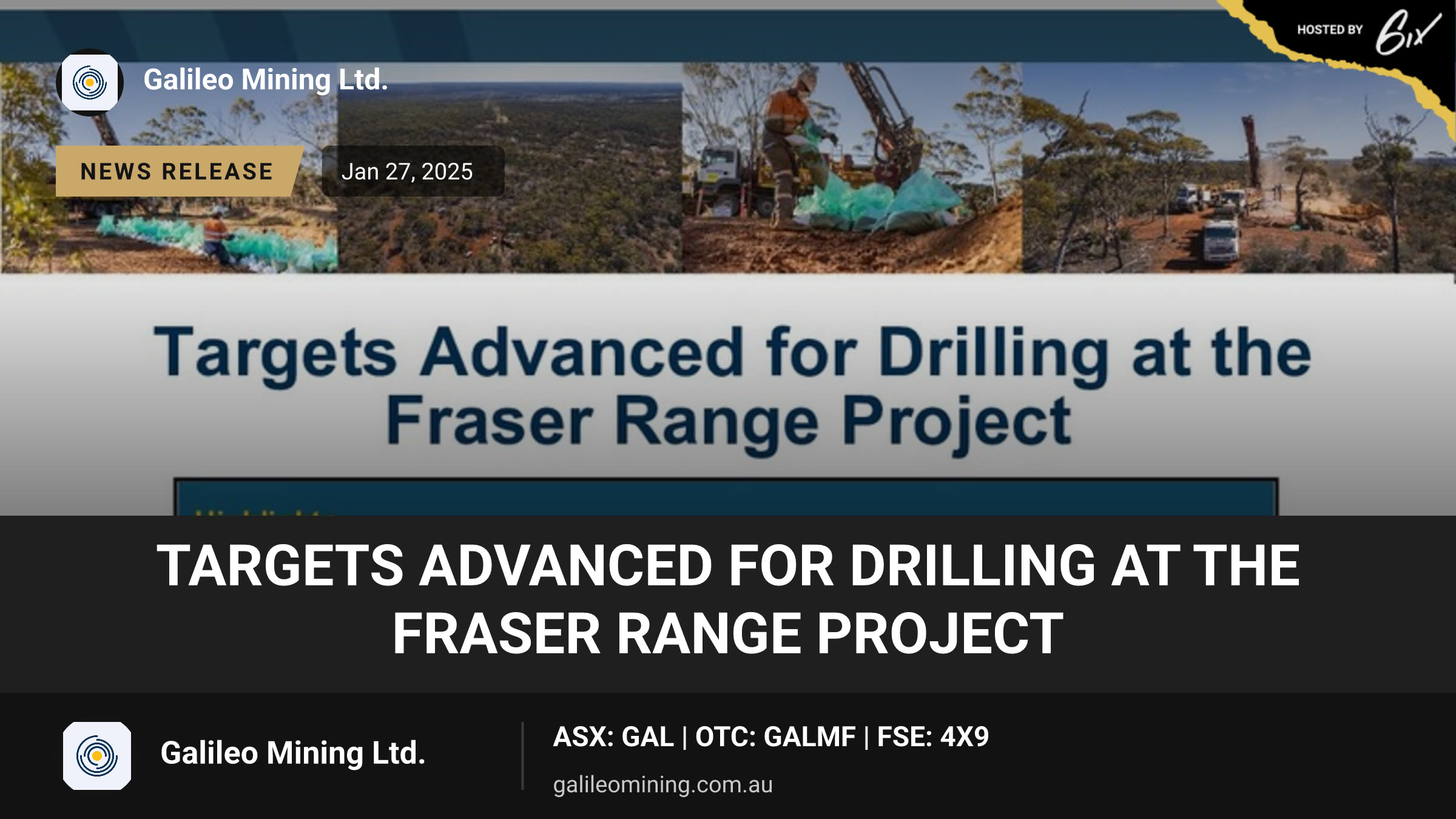 Targets Advanced for Drilling at the Fraser Range Project