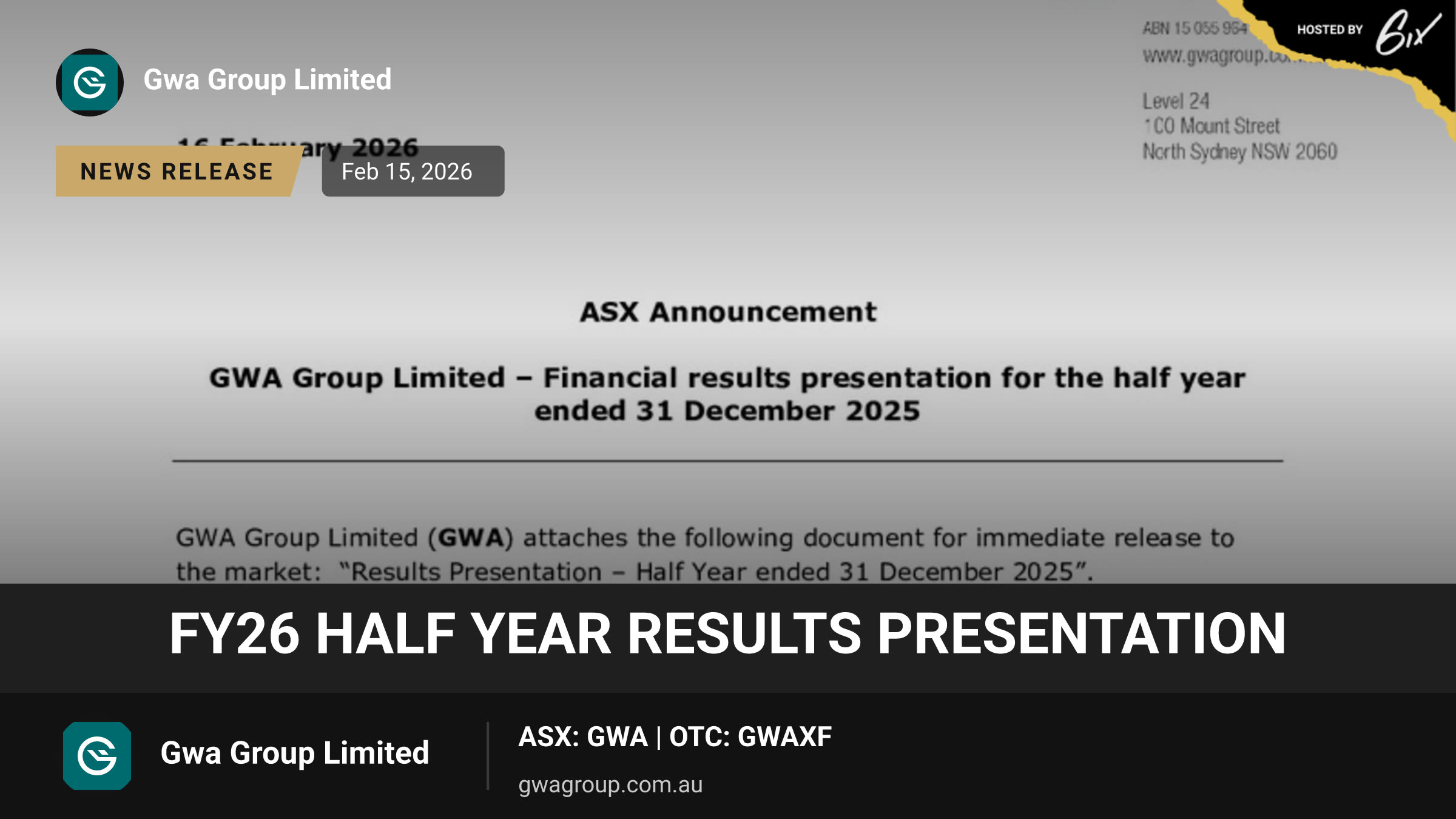 FY26 Half Year Results Presentation