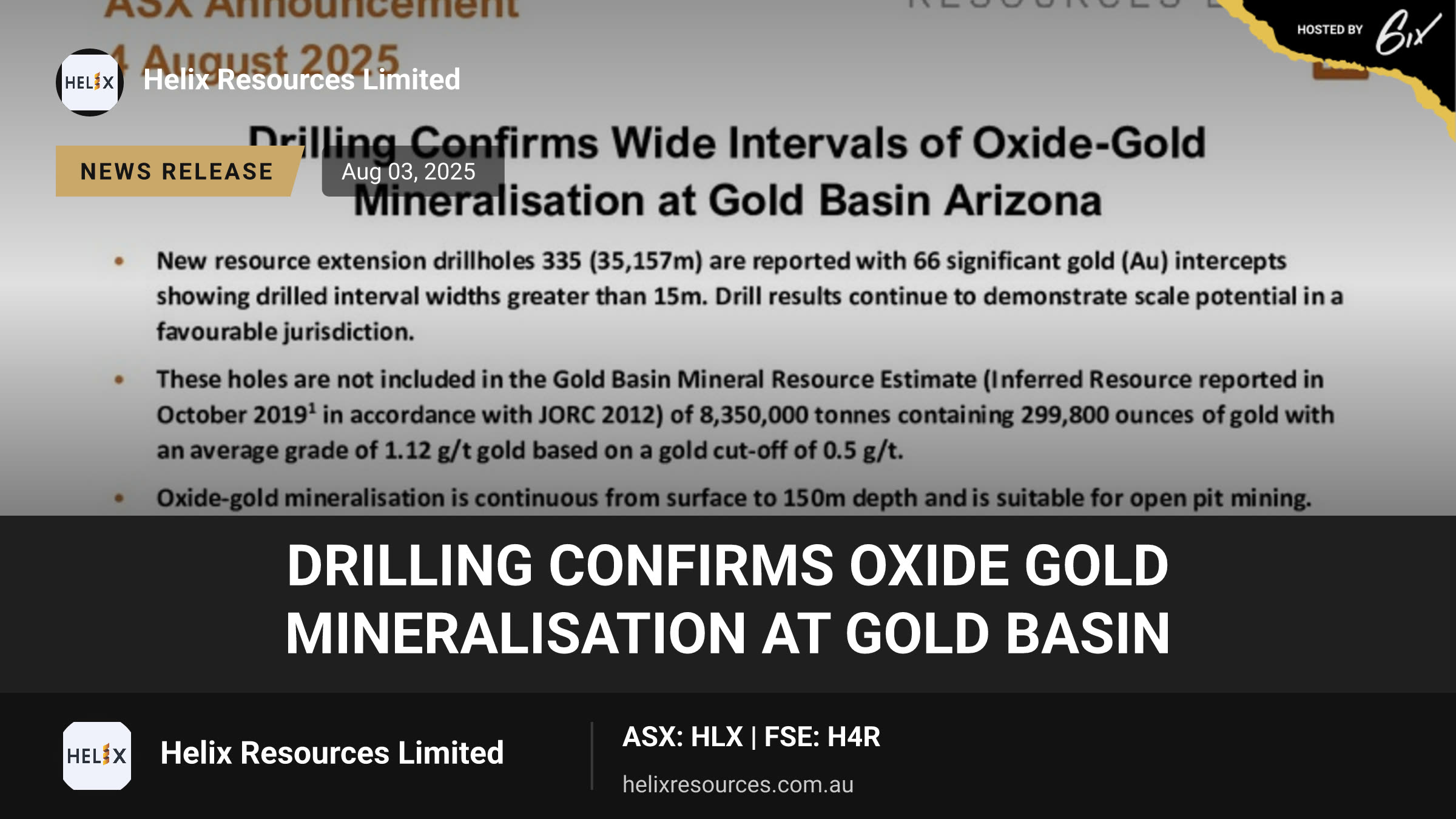 Drilling Confirms Oxide Gold Mineralisation at Gold Basin