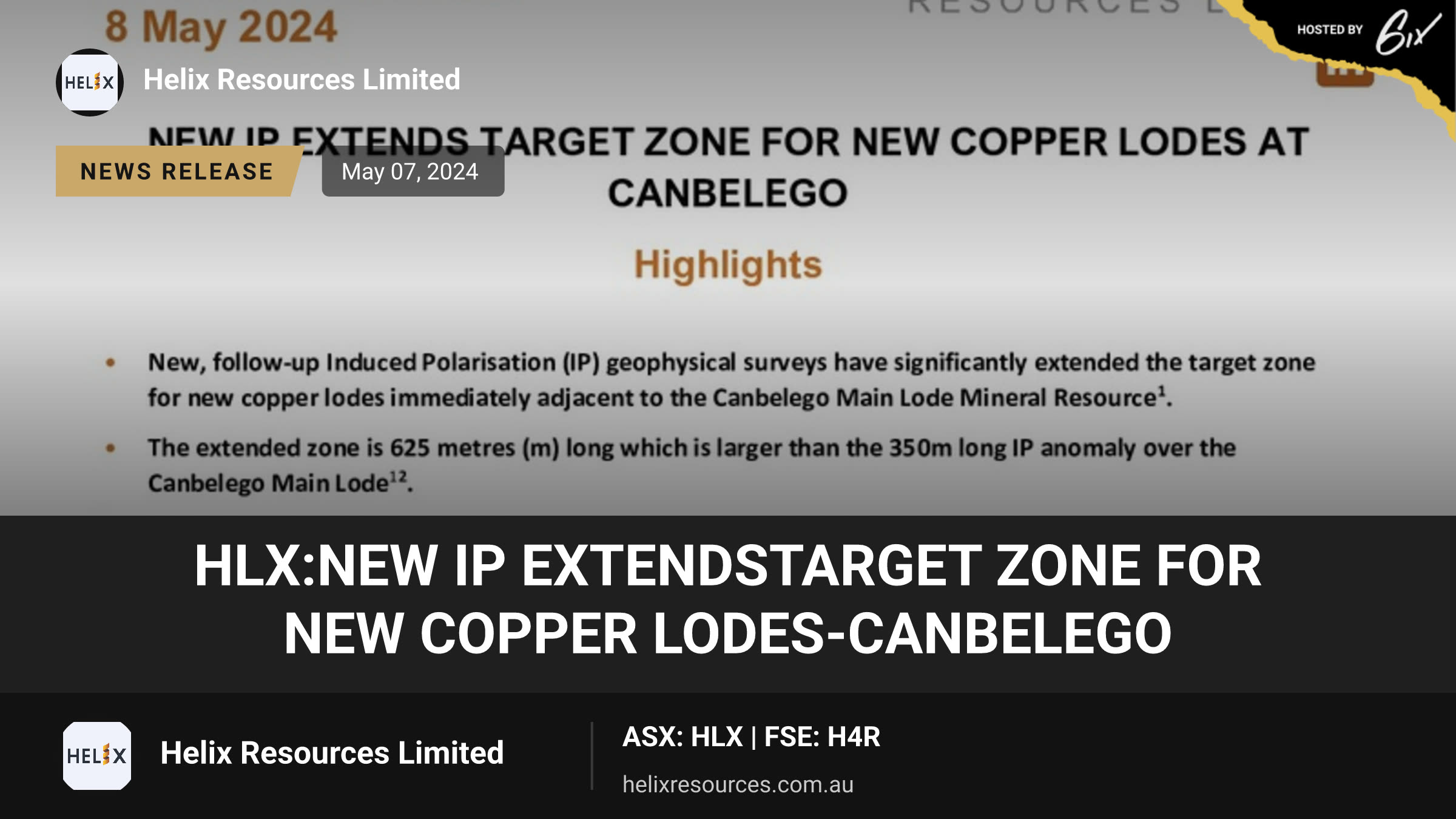 HLX:New IP ExtendsTarget Zone For New Copper Lodes-Canbelego