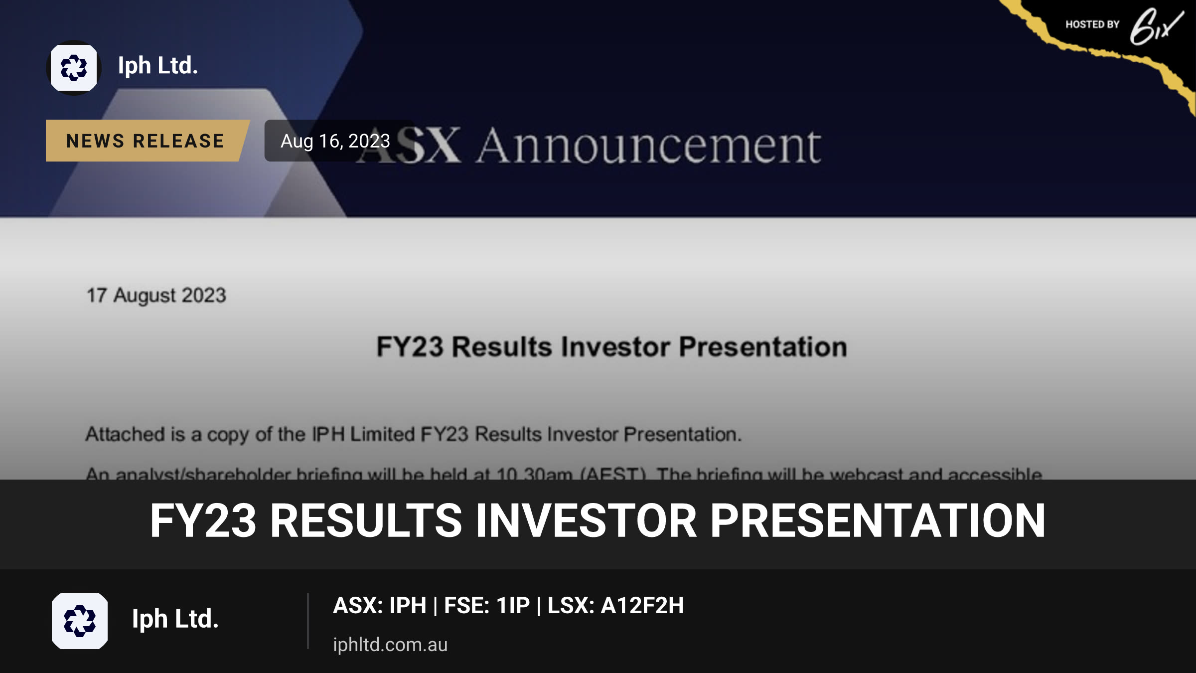 FY23 Results Investor Presentation