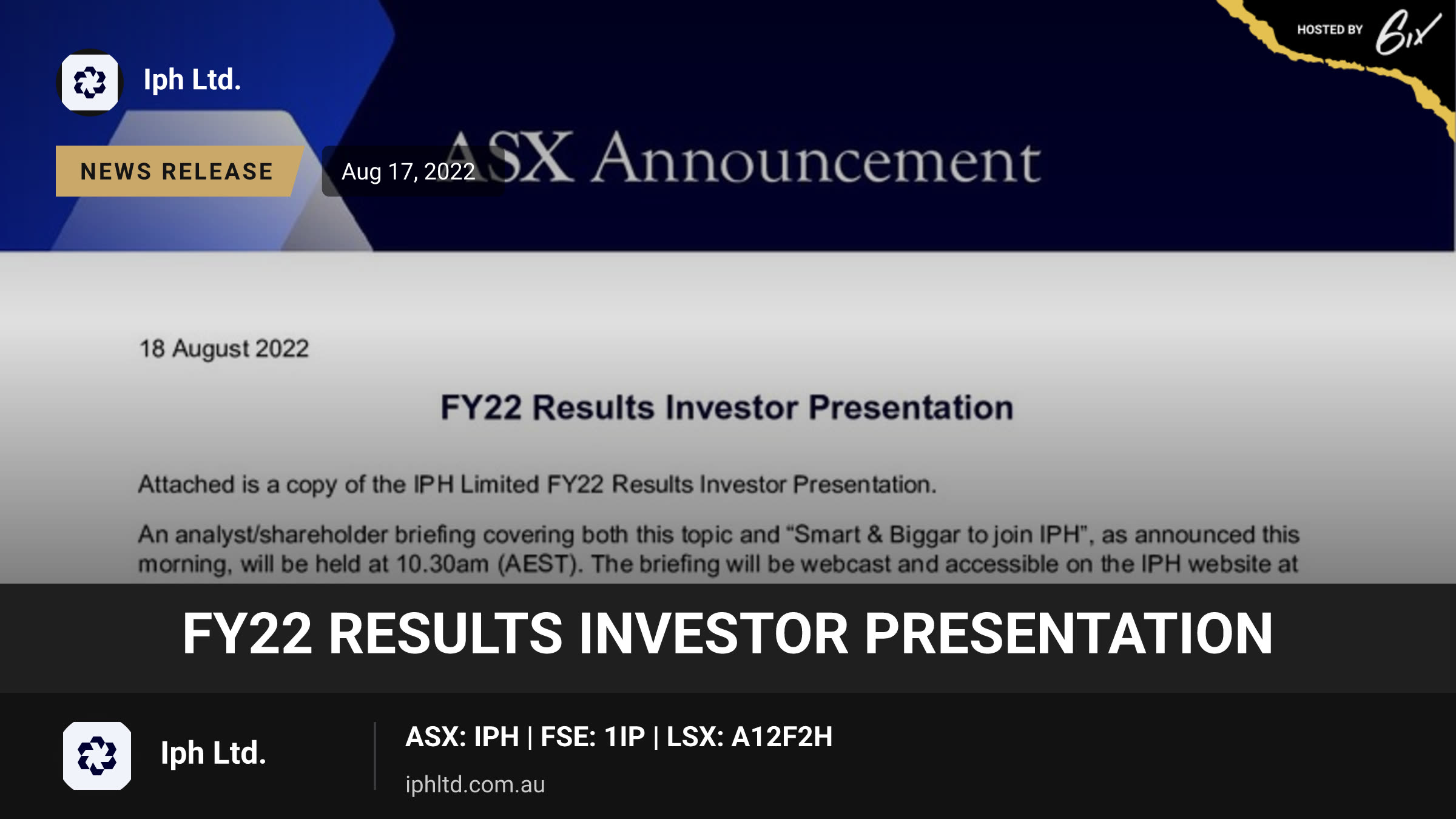 FY22 Results Investor Presentation